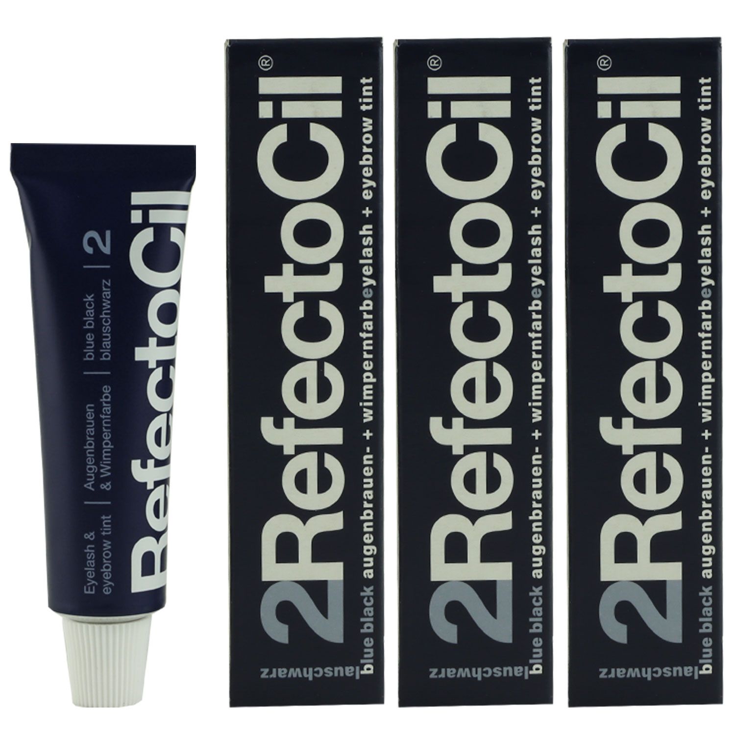RefectoCil 2 Blue Black blauschwarz 3 x 15 ml Augenbrauenfarbe & Wimpernfarbe Set