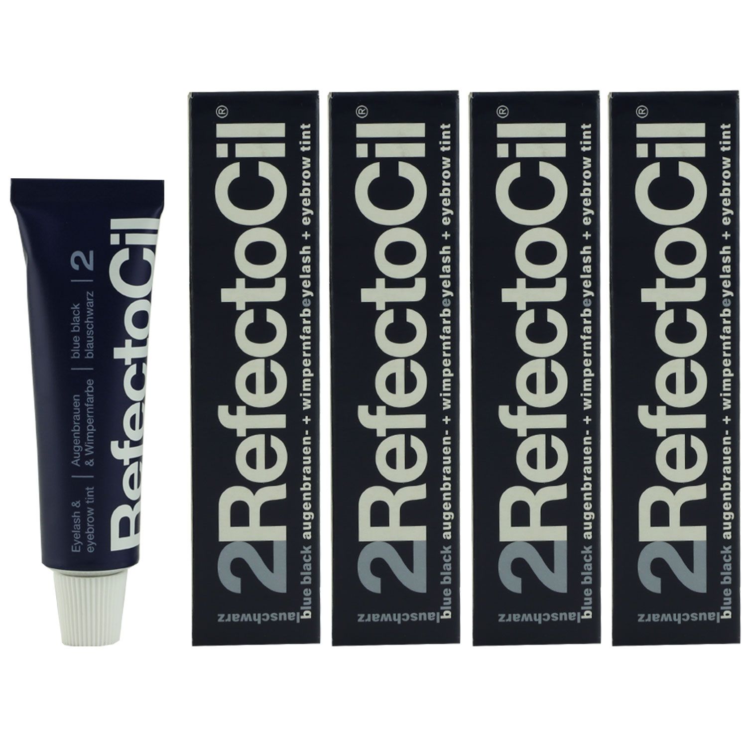 RefectoCil 2 Blue Black blauschwarz 4 x 15 ml Augenbrauenfarbe & Wimpernfarbe Set