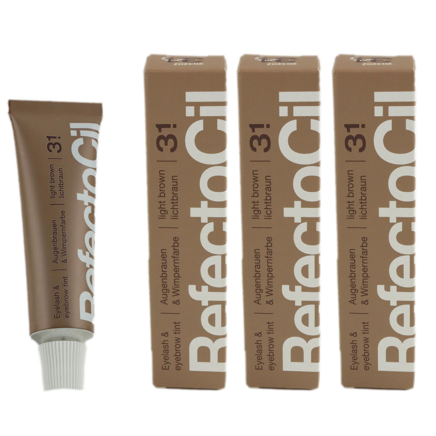 RefectoCil 3.1 Light Brown lichtbraun 3 x 15 ml Augenbrauenfarbe & Wimpernfarbe Set
