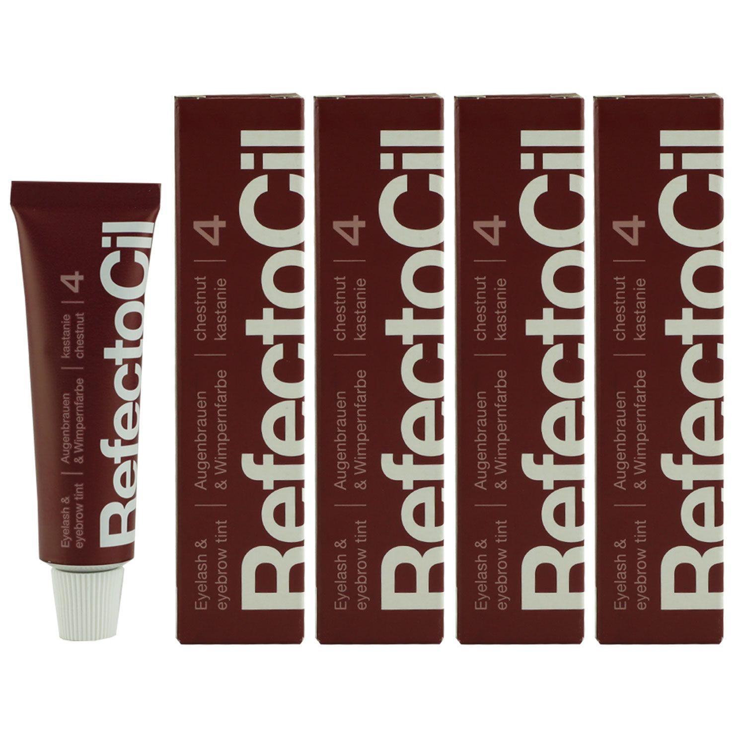 RefectoCil 4 Chestnut Kastanie 4 x 15 ml Augenbrauenfarbe & Wimpernfarbe Set