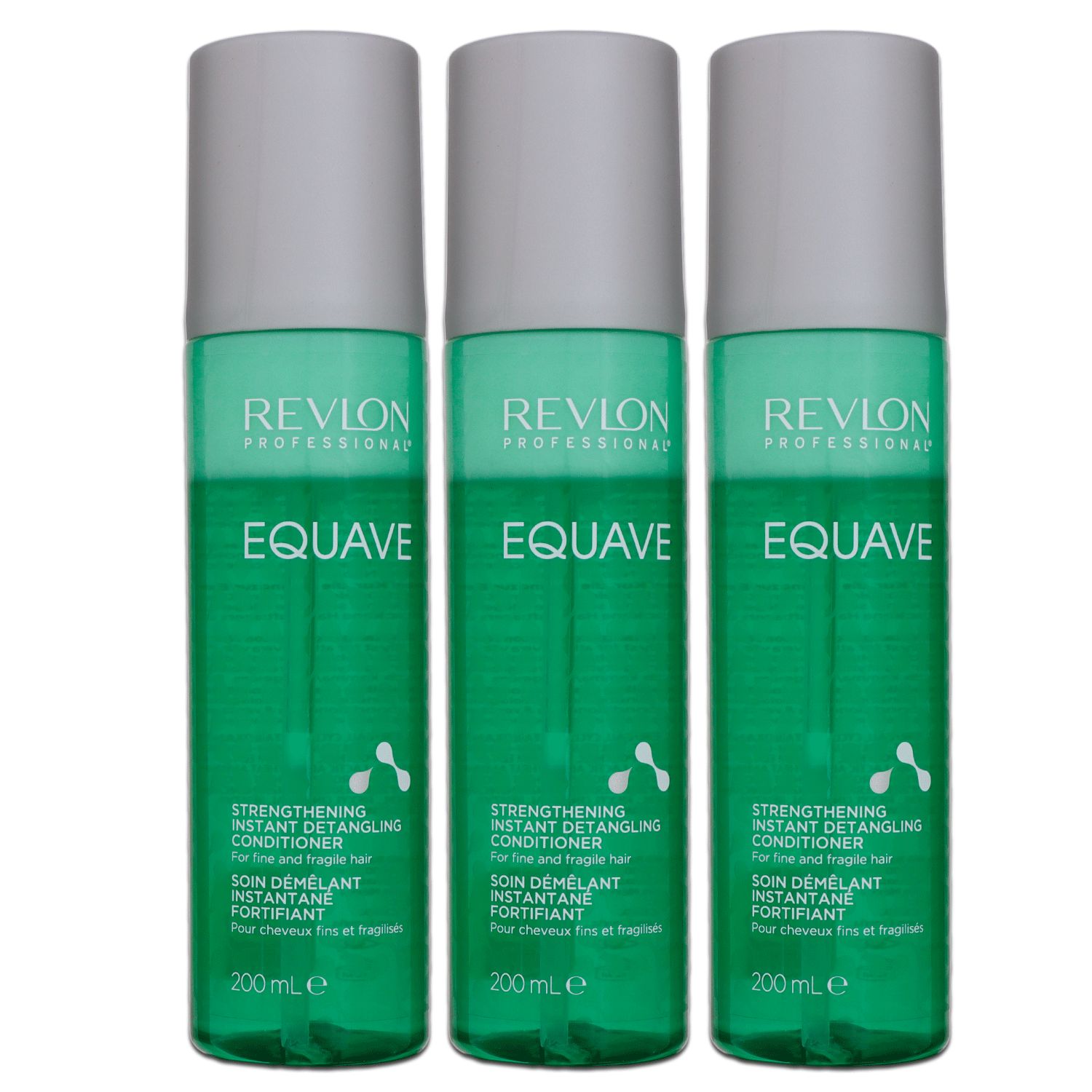 Revlon Equave 3 x 200 ml Strengthening Volumizing Detangling Conditioner Leave In Pflege Set