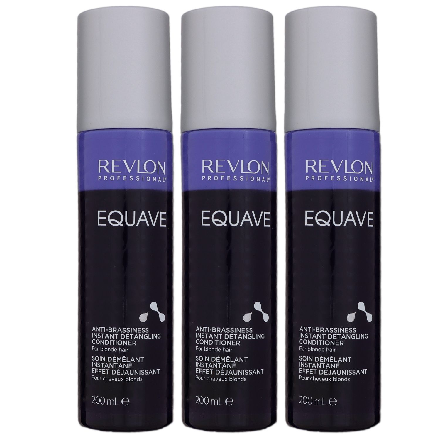 Revlon Equave Anti Brassiness Instant Detangling 3 x 200 ml Conditioner Leave In langes Blondes Haar