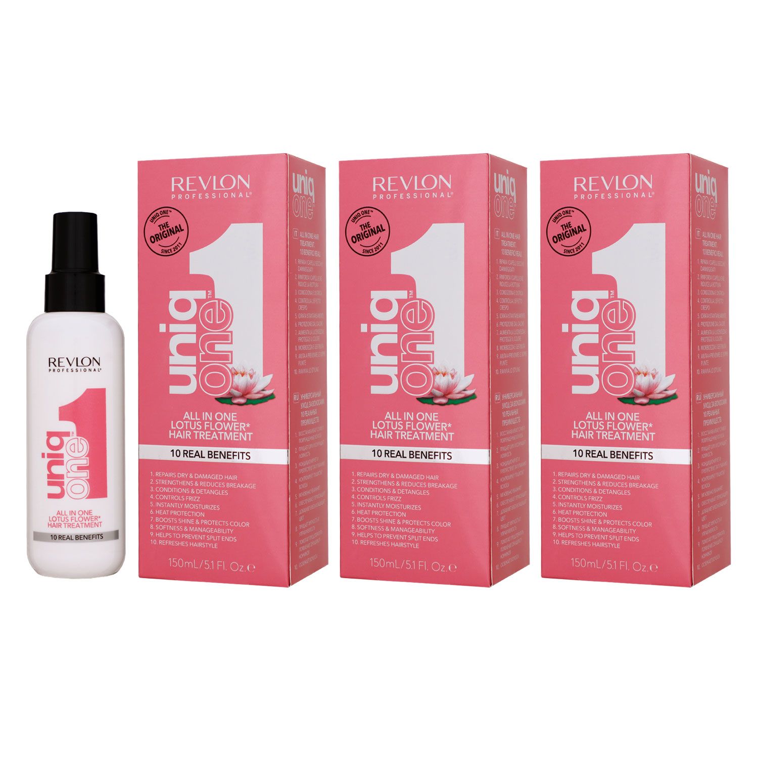 Revlon Uniq One Lotus Flower 3 x 150 ml Hair Treatment Haarpflege Set
