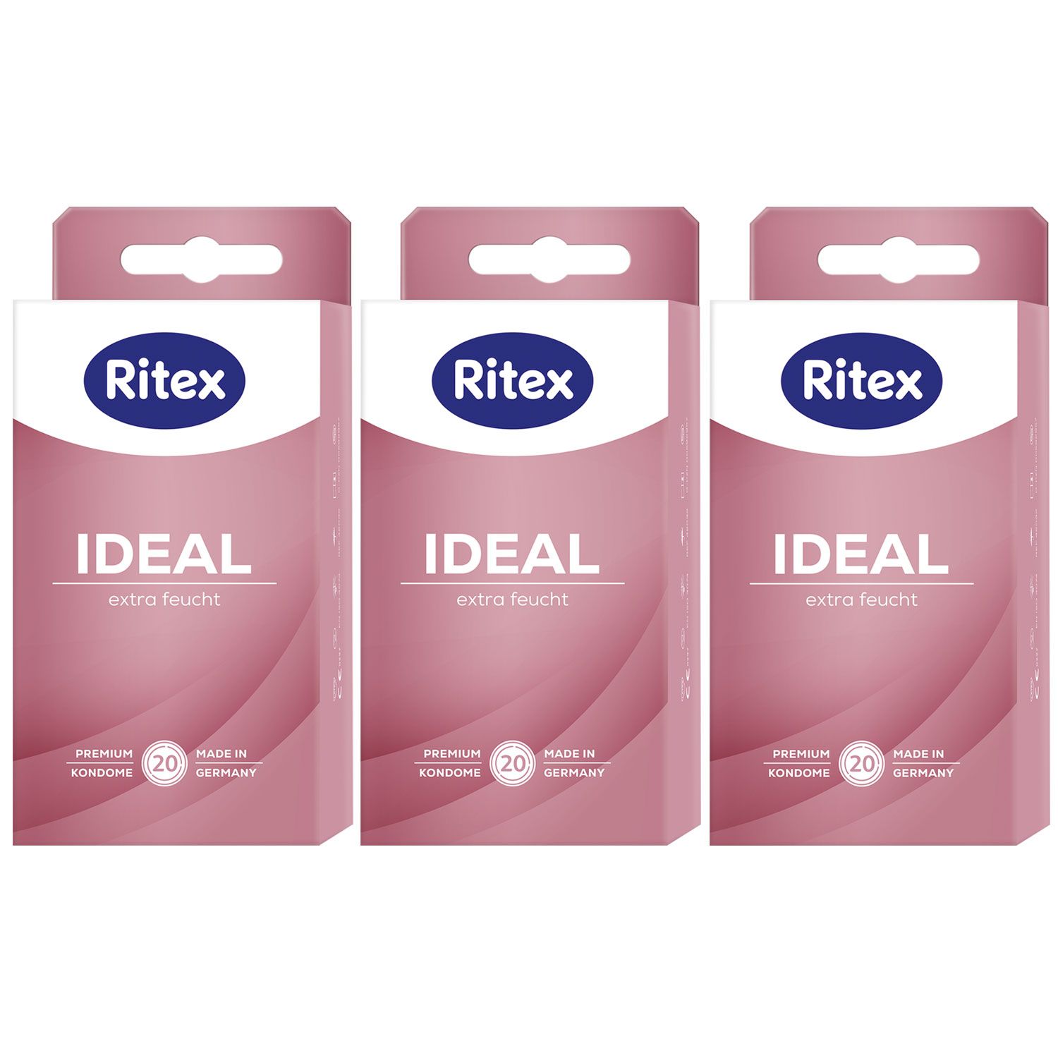 Ritex Ideal Kondome 3 x 20 Stück extra feucht mit extra viel Gleitmittel  Set --> Riemax