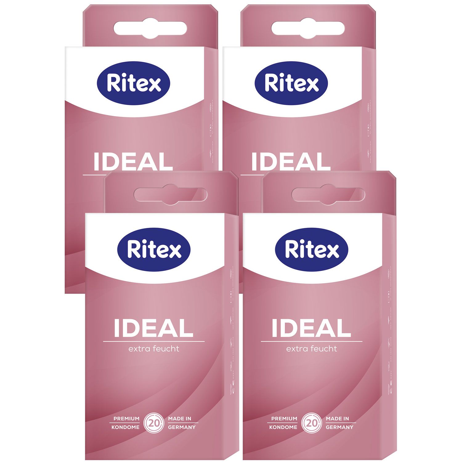 Ritex Ideal Kondome 4 x 20 Stück extra feucht mit extra viel Gleitmittel  Set --> Riemax