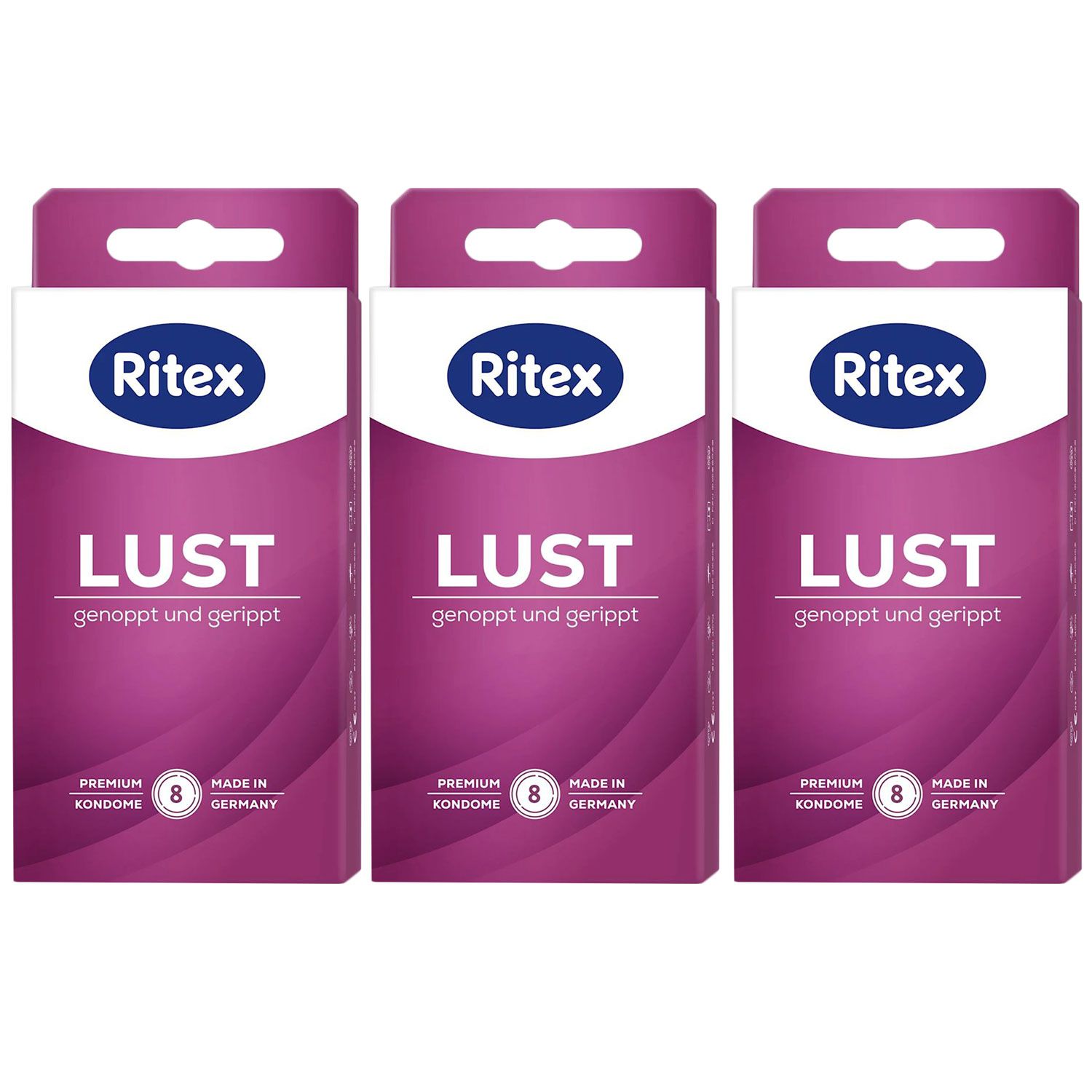 Ritex Lust Kondome 3 x 8 St�ck Genoppt & Gerippt f�r intensive Gef�hle Set