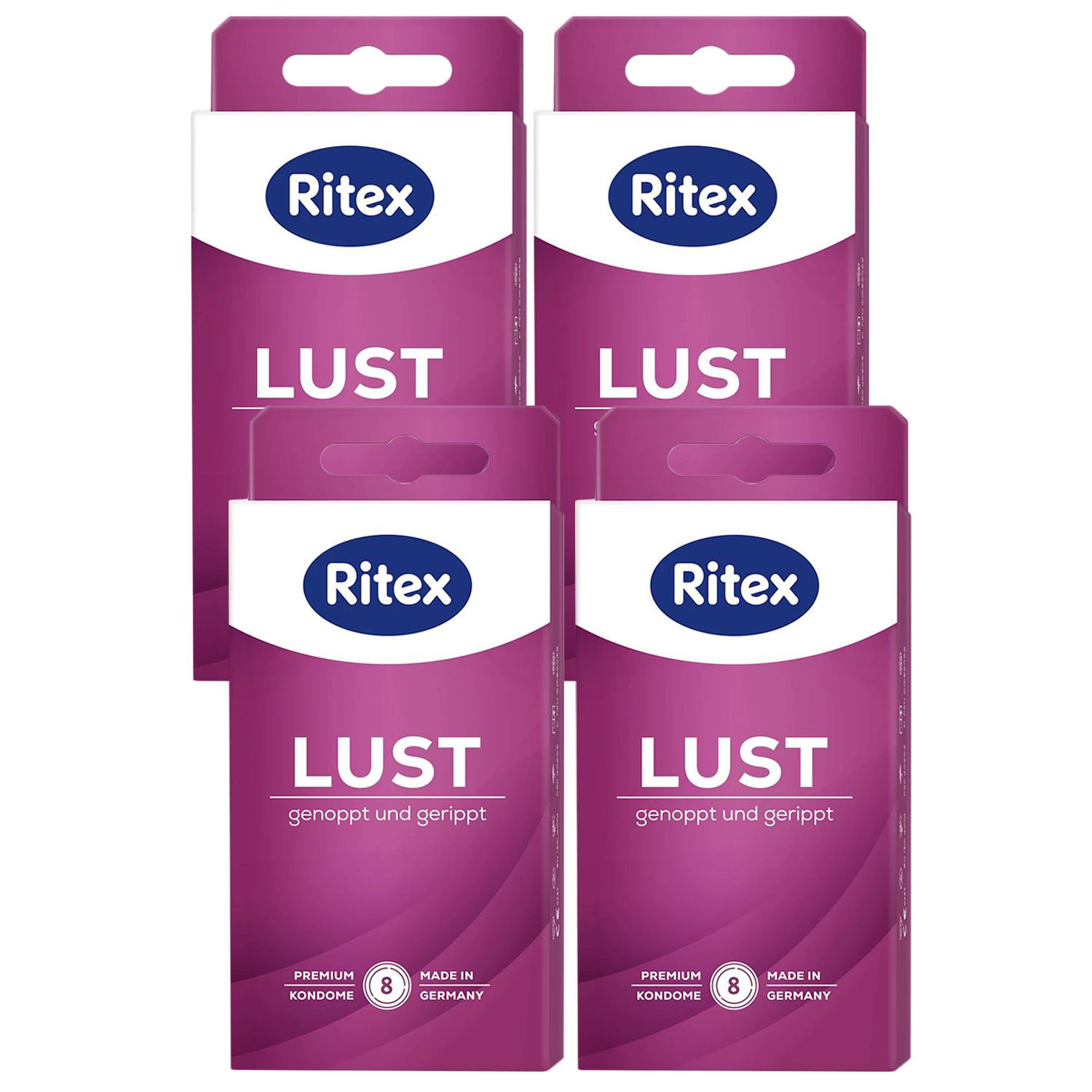 Ritex Lust Kondome 4 x 8 St�ck Genoppt & Gerippt f�r intensive Gef�hle Set