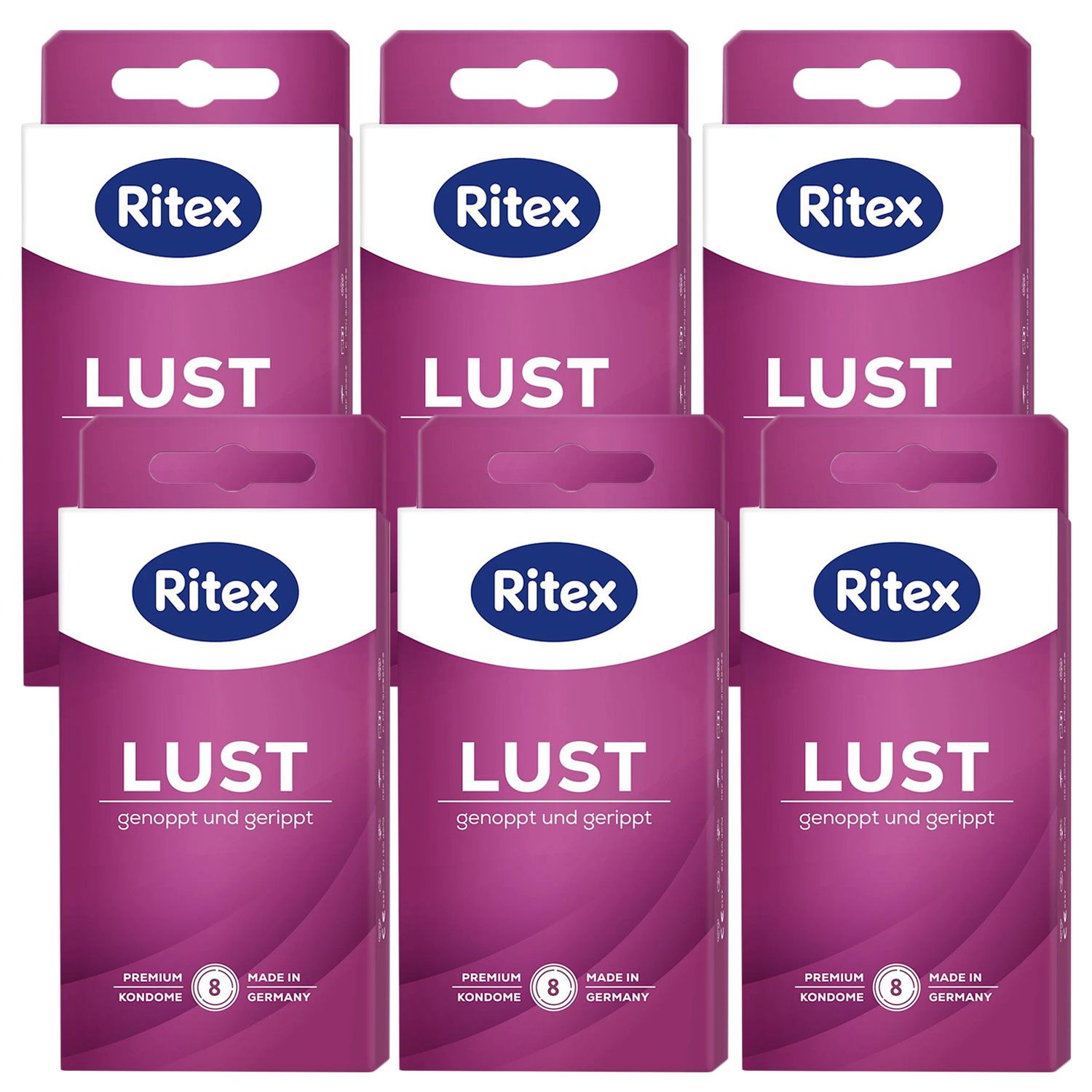 Ritex Lust Kondome 6 x 8 St�ck Genoppt & Gerippt f�r intensive Gef�hle Set