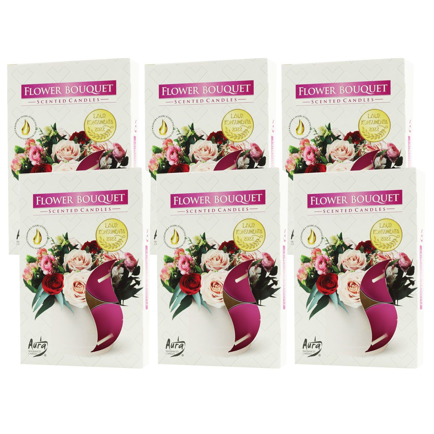 Scented Candle 6 x 6er Teelichte Duftkerzen Flower Bouquet - Blumenstrau� Set