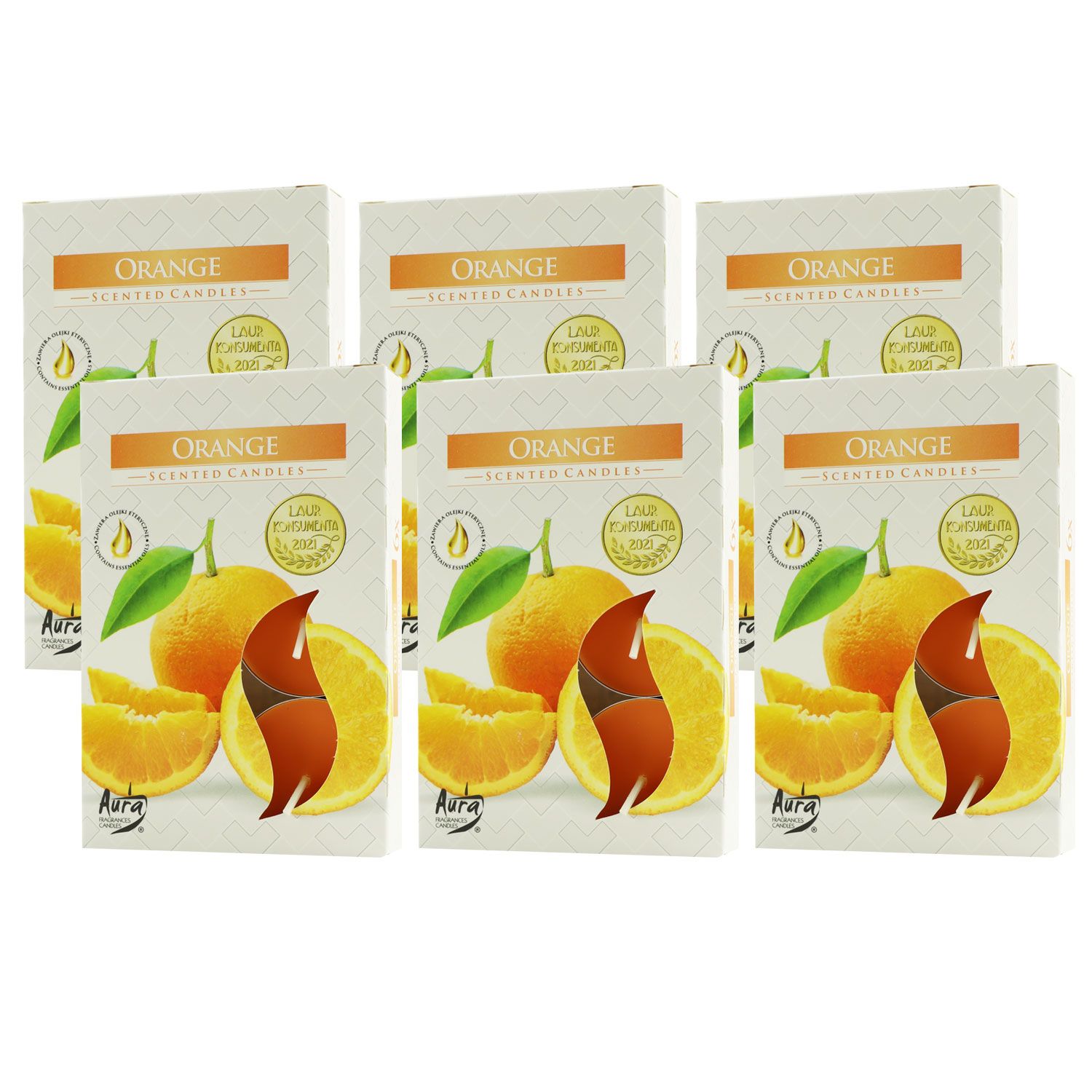 Scented Candle 6 x 6er Teelichte Duftkerzen Orange Set