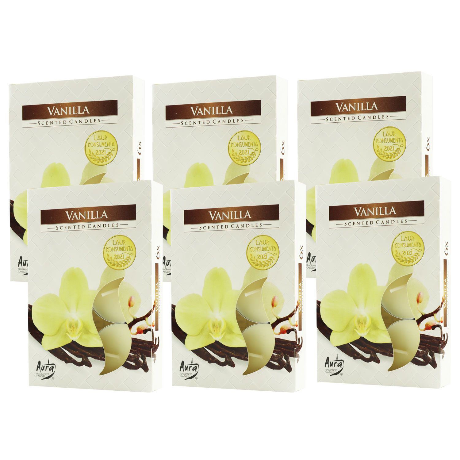 Scented Candle 6 x 6er Teelichte Duftkerzen Vanilla - Vanille Set