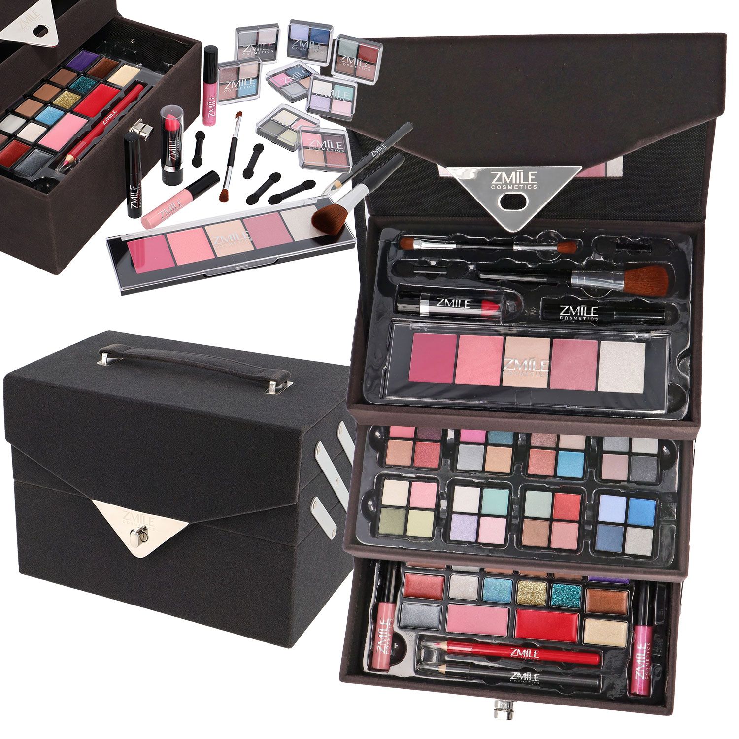 Schminkkoffer Zmile Cosmetics Beauty Case Velvety Dunkelgrau 72 teilig