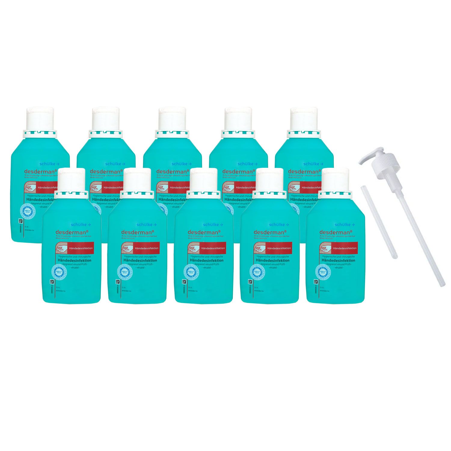 Sch�lke desderman 10 x 500 ml hygienische und chirurgische H�ndedesinfektion & Dosierpumpe Set