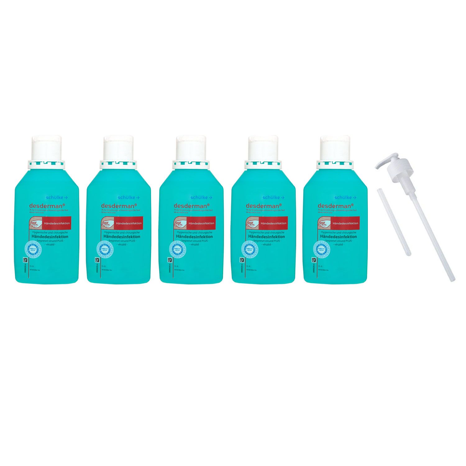Sch�lke desderman 5 x 500 ml hygienische und chirurgische H�ndedesinfektion & Dosierpumpe Set