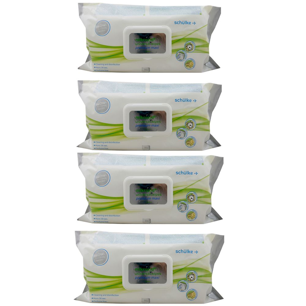 Sch�lke mikrozid universal wipes MAXI geringalkoholische Desinfektion 4 x 80 St�ck Set