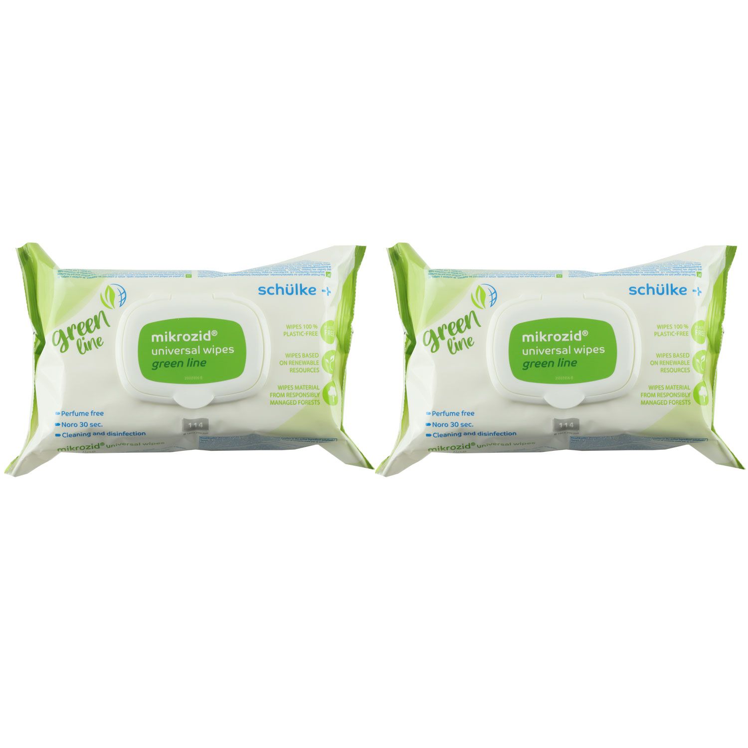 Sch�lke mikrozid universal wipes green line 2 x 114 T�cher Fl�chendesinfektion