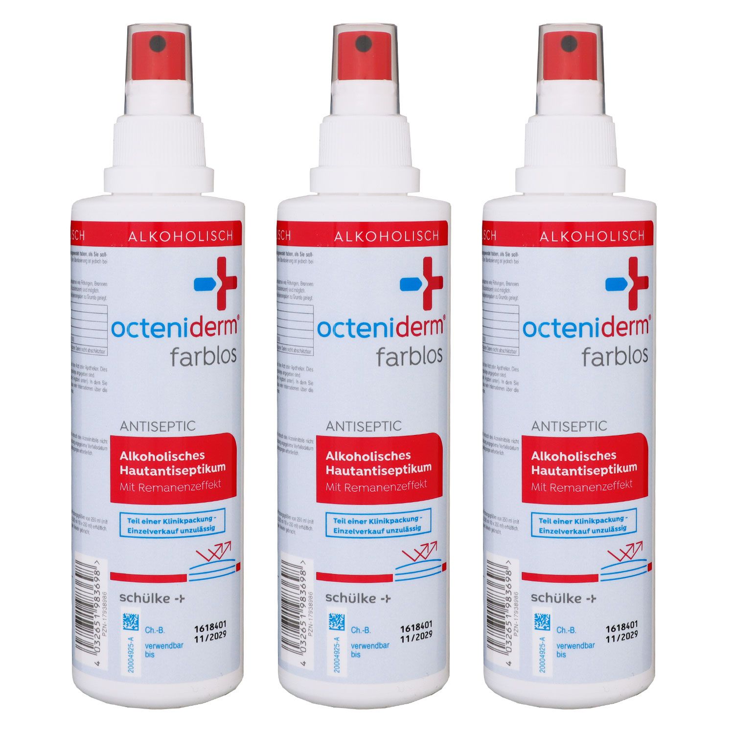 Sch�lke octeniderm Hautantiseptikum farblos 3 x 250 ml Hautdesinfektion Set