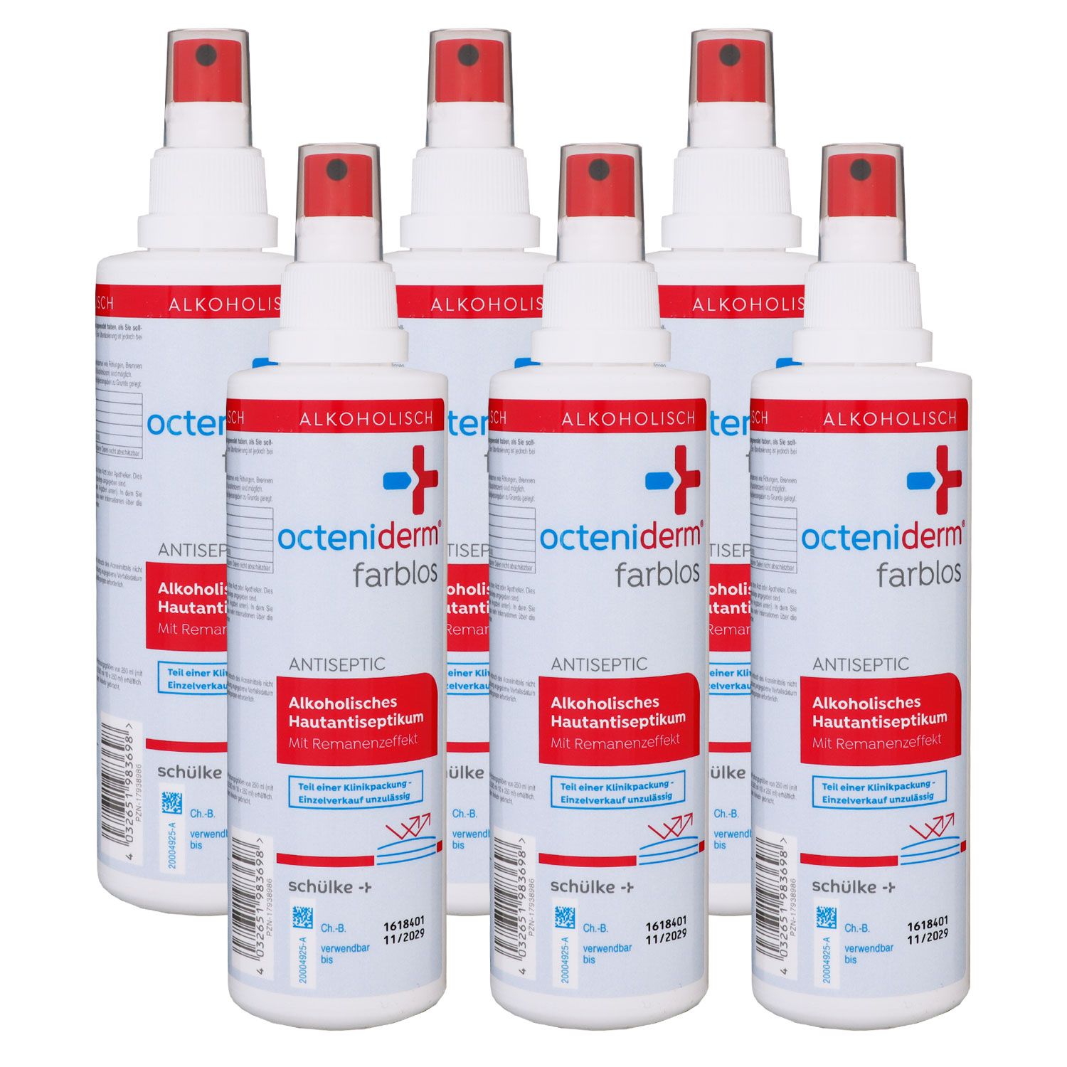 Sch�lke octeniderm Hautantiseptikum farblos 6 x 250 ml Hautdesinfektion Set
