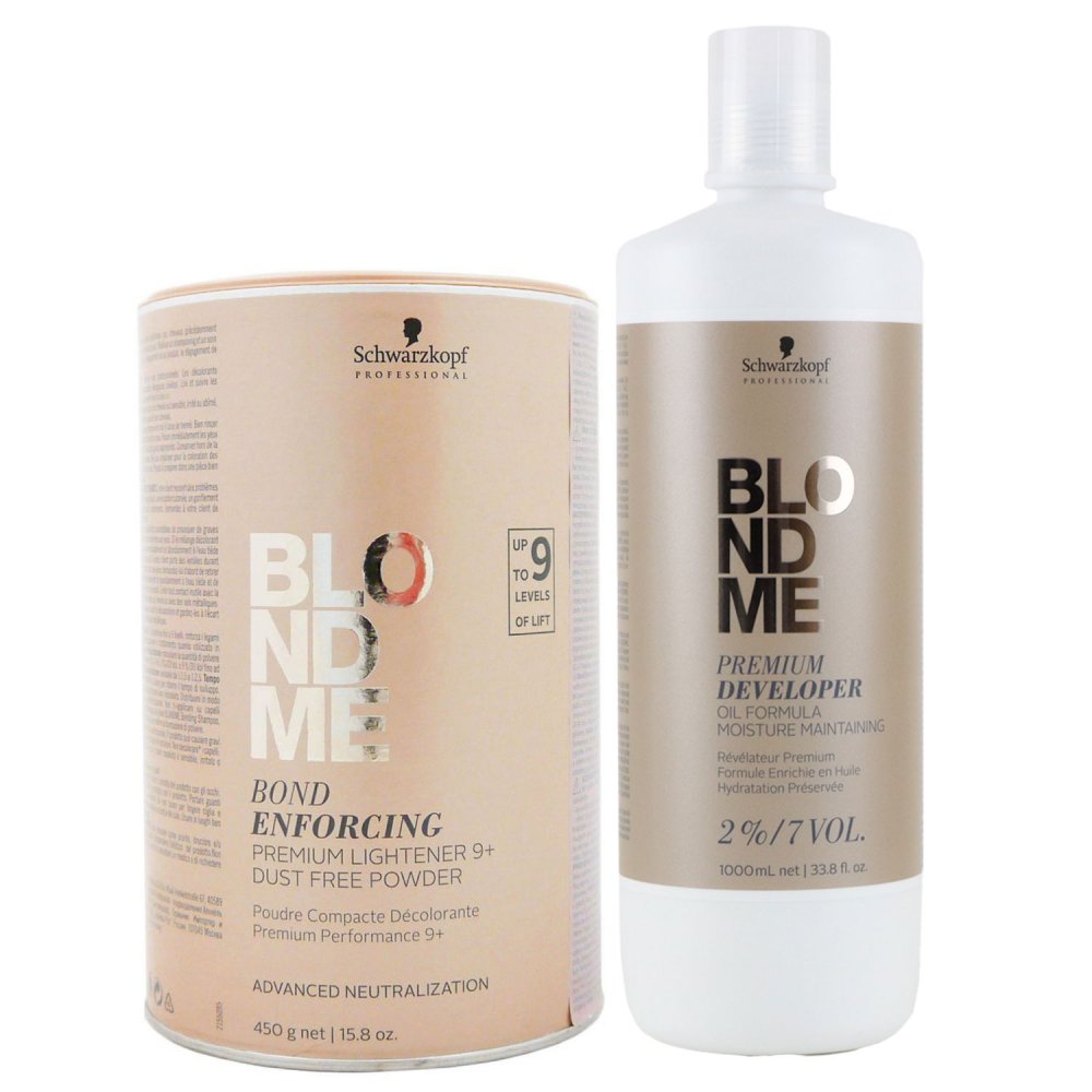 Schwarzkopf BLONDME Premium Aufheller 9+ 450g & Premium Developer 1000
