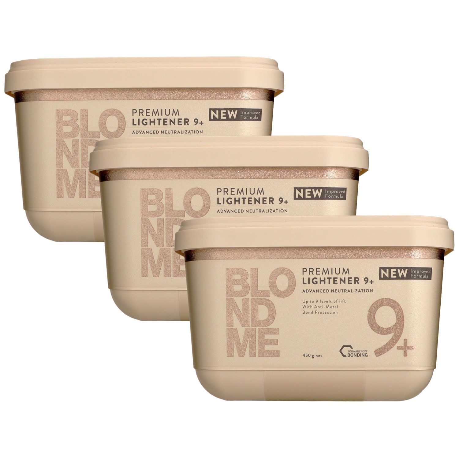 Schwarzkopf Blondme 3 x 450 g Premium Aufheller 9+ Box Blondierpulver Set