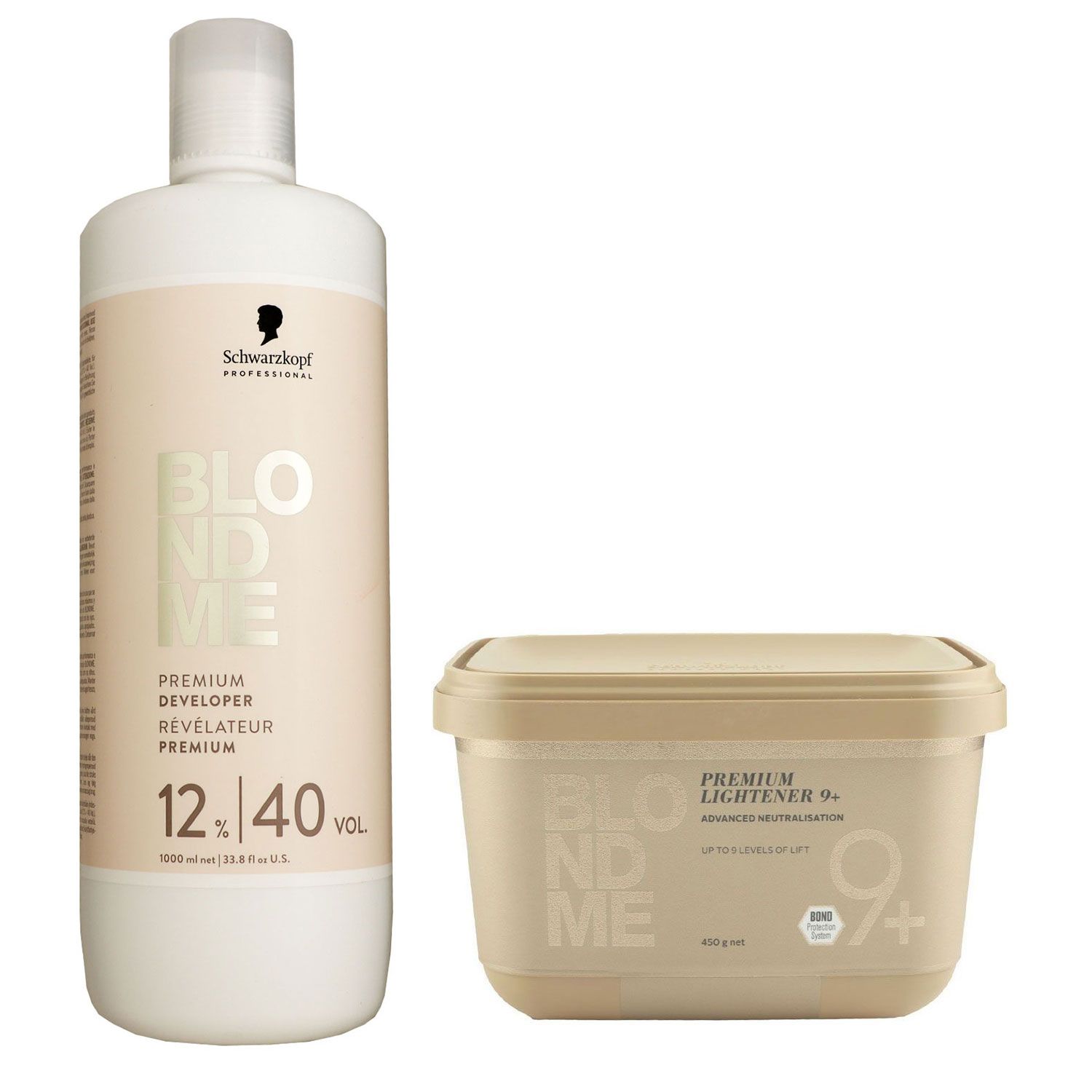 Schwarzkopf Blondme Blondierpulver 9+ 450g & 12% Oxydant Entwickler Set
