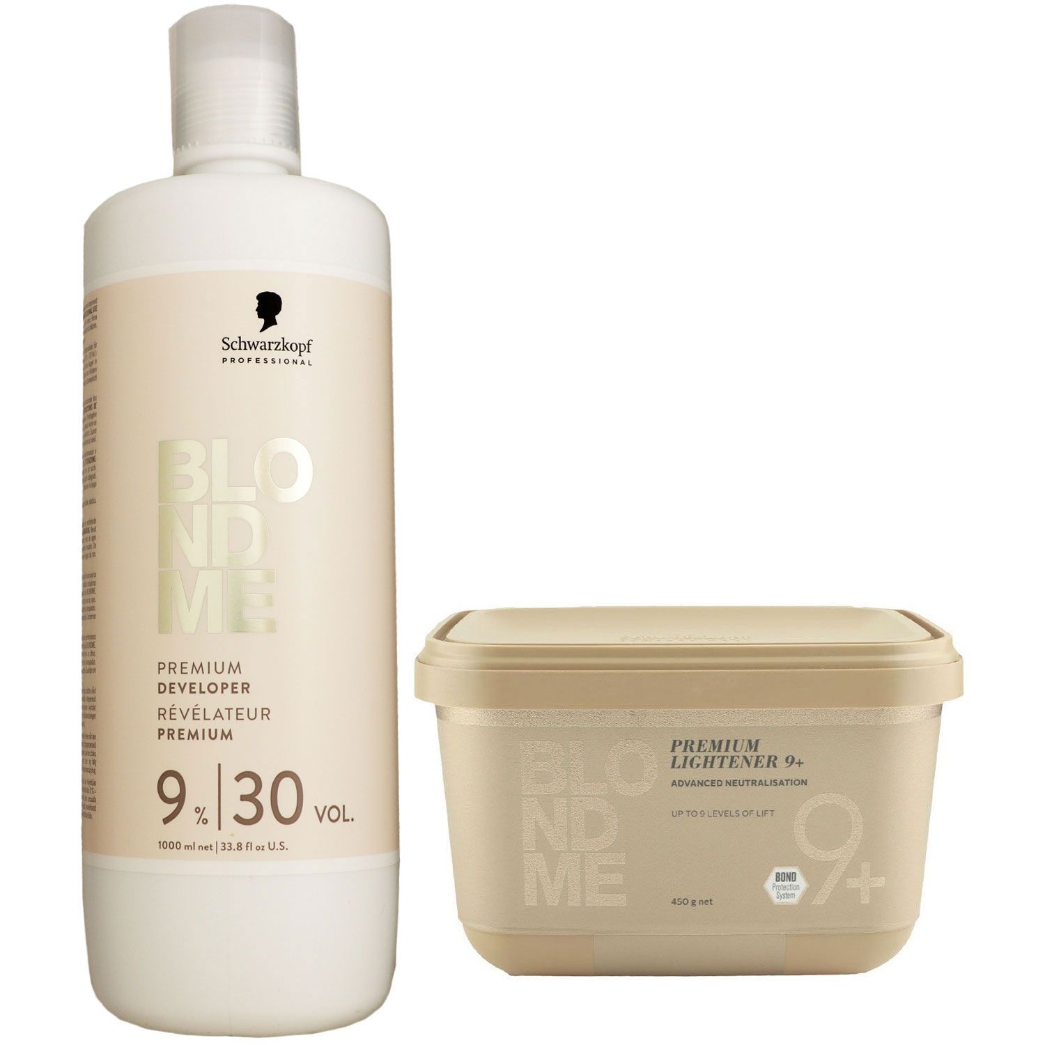Schwarzkopf Blondme Blondierpulver 9+ 450g & 9 % Oxydant Entwickler Set