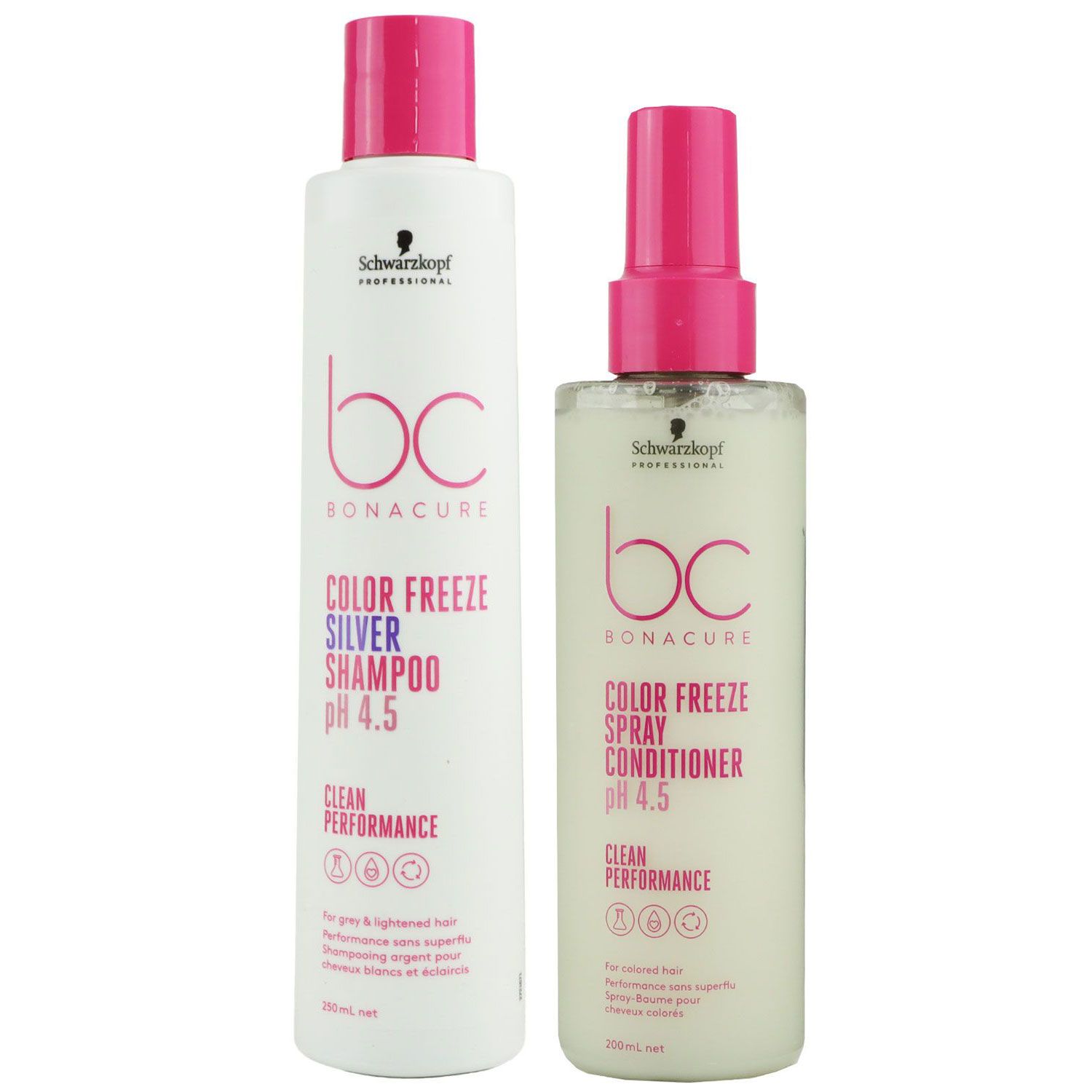 Schwarzkopf Bonacure Color Freeze Silver 250 ml Shampoo & 200 ml Conditioner Spray Set