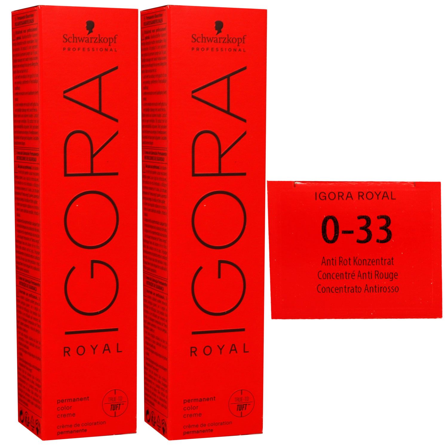 Schwarzkopf Igora Royal 2 x 60 ml 0-33 anti rot konzentrat Haarfarbe Cremefarbe Set