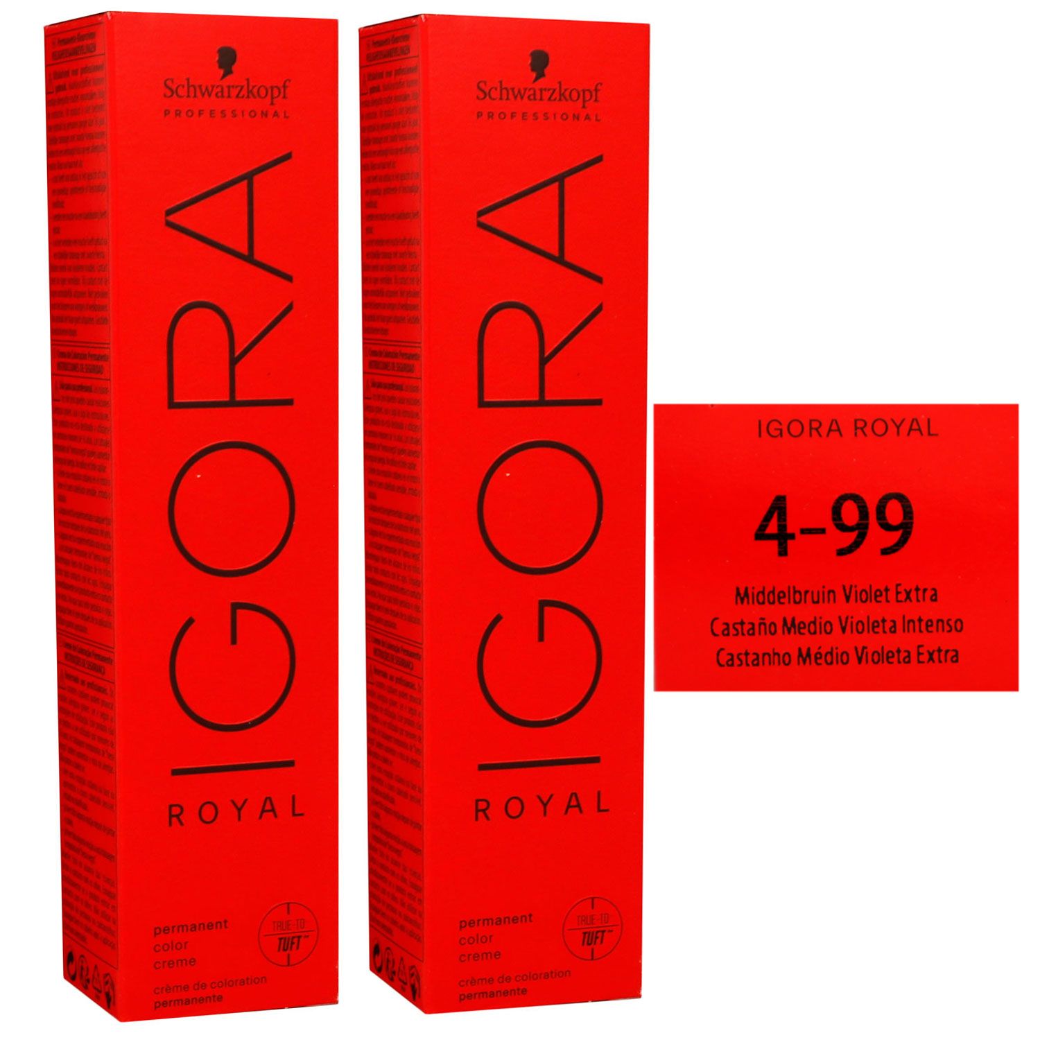 Schwarzkopf Igora Royal 2 x 60 ml 4-99 mittelbraun violett extra Haarfarbe Cremefarbe Set
