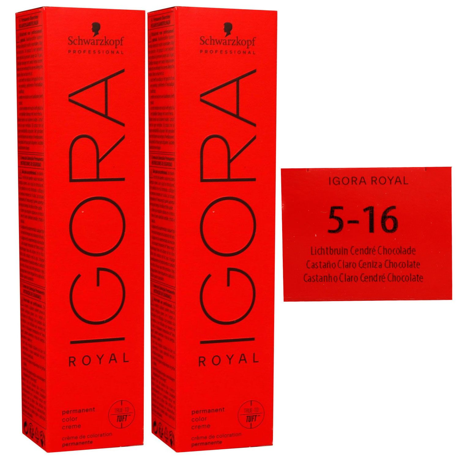 Schwarzkopf Igora Royal 2 x 60 ml 5-16 hellbraun cendre schoko Haarfarbe Cremefarbe Set