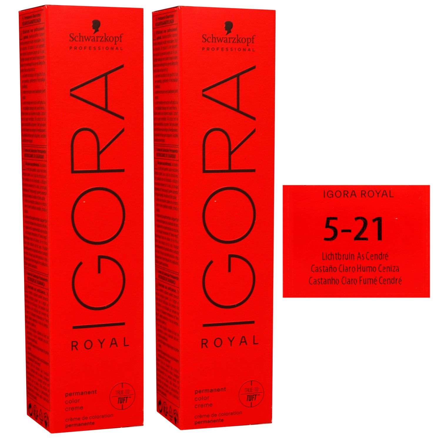 Schwarzkopf Igora Royal 2 x 60 ml 5-21 hellbraun asch cendre Haarfarbe Cremefarbe Set