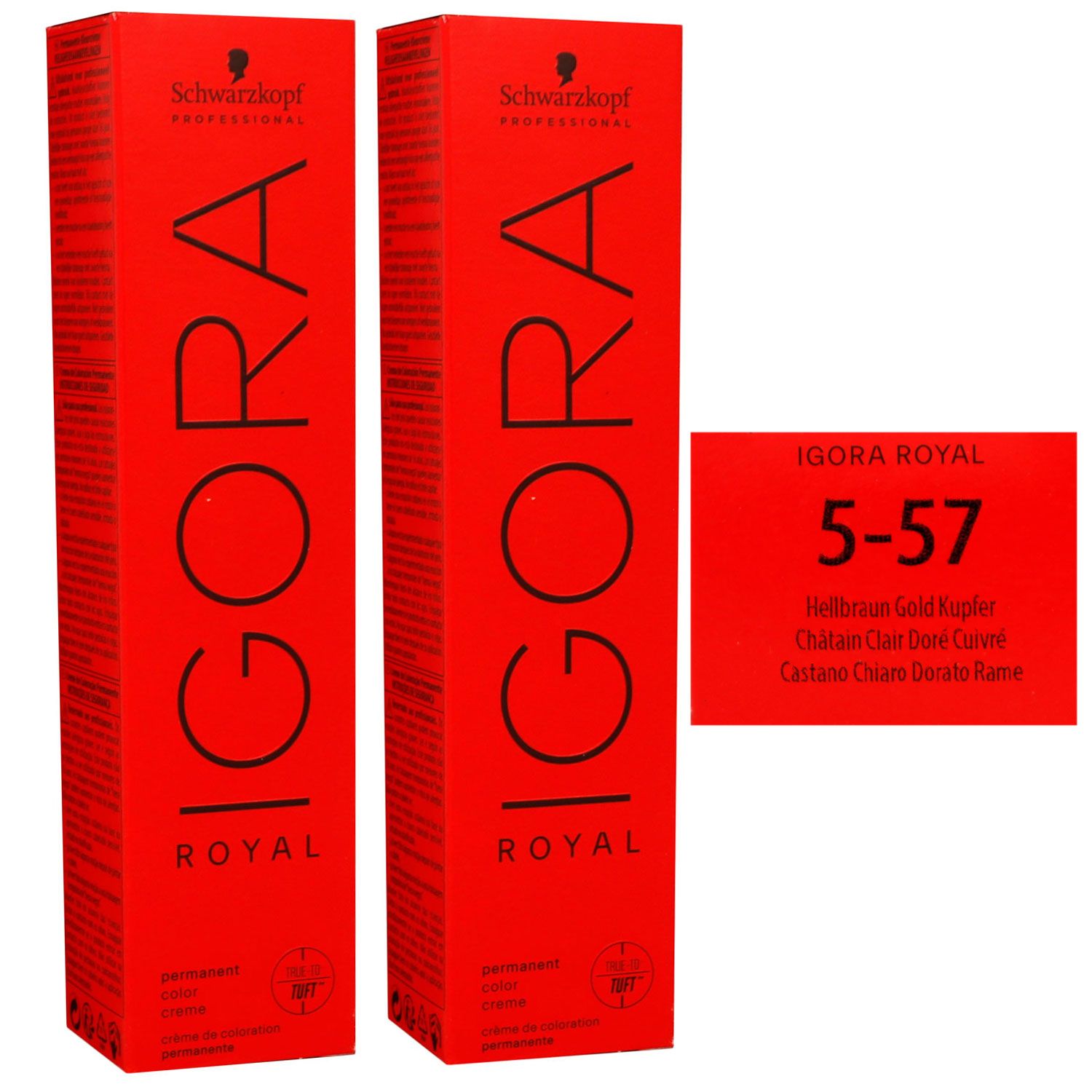 Schwarzkopf Igora Royal 2 x 60 ml 5-57 hellbraun gold kupfer Haarfarbe Cremefarbe Set