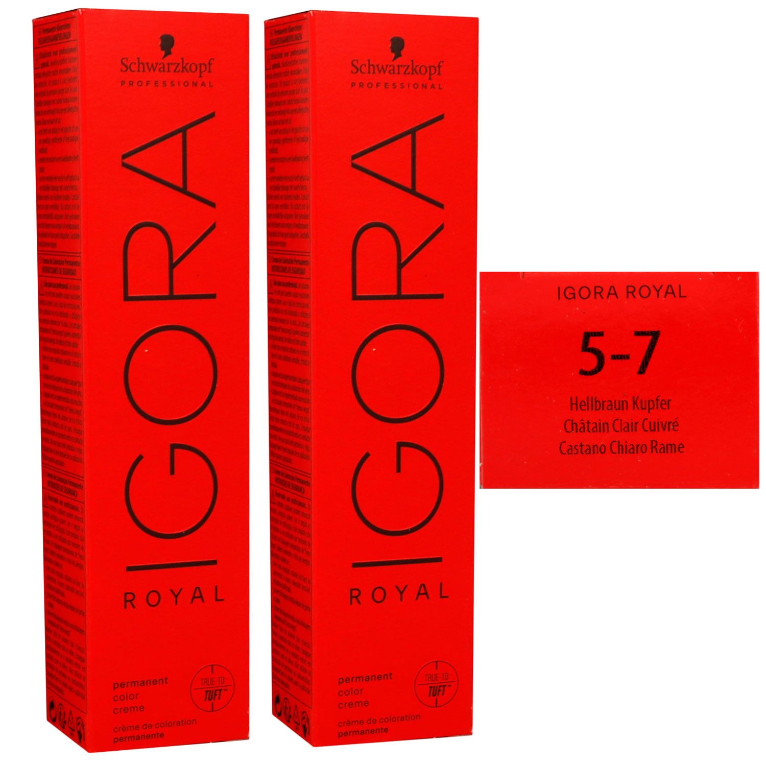 Schwarzkopf Igora Royal 2 x 60 ml 5-7 hellbraun kupfer Haarfarbe Cremefarbe Set