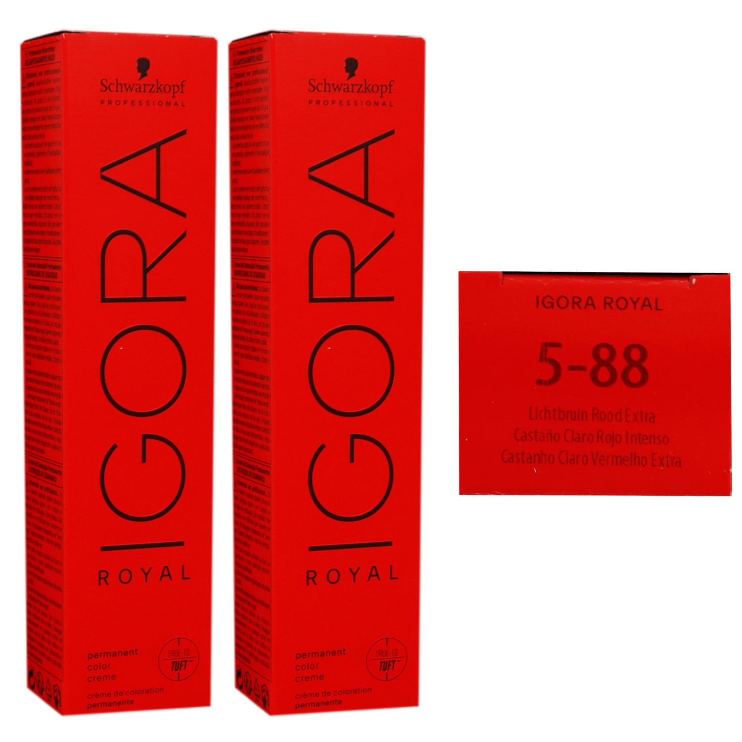 Schwarzkopf Igora Royal 2 x 60 ml 5-88 hellbraun rot extra Haarfarbe Cremefarbe Set