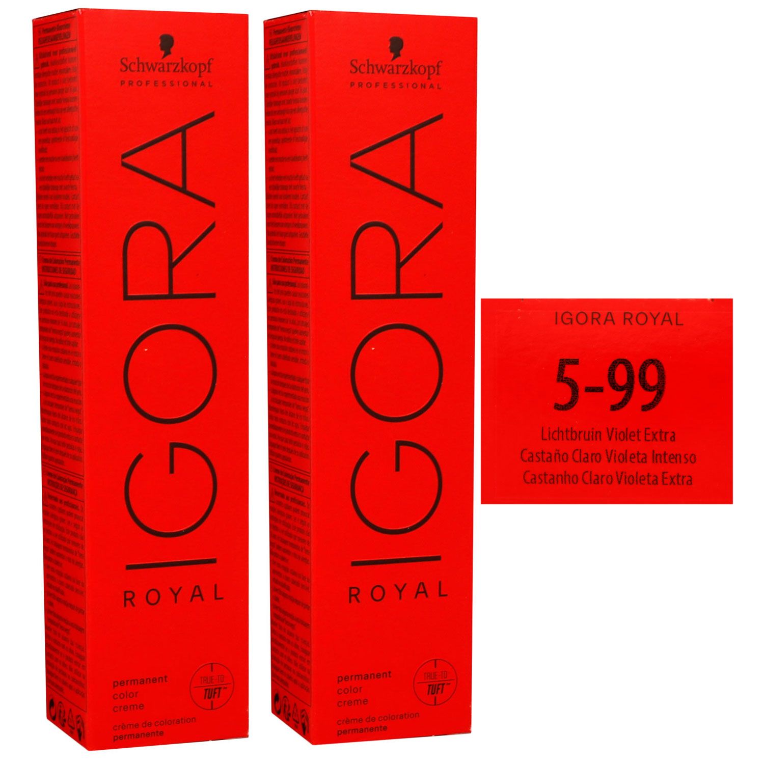 Schwarzkopf Igora Royal 2 x 60 ml 5-99 hellbraun violett extra Haarfarbe Cremefarbe Set