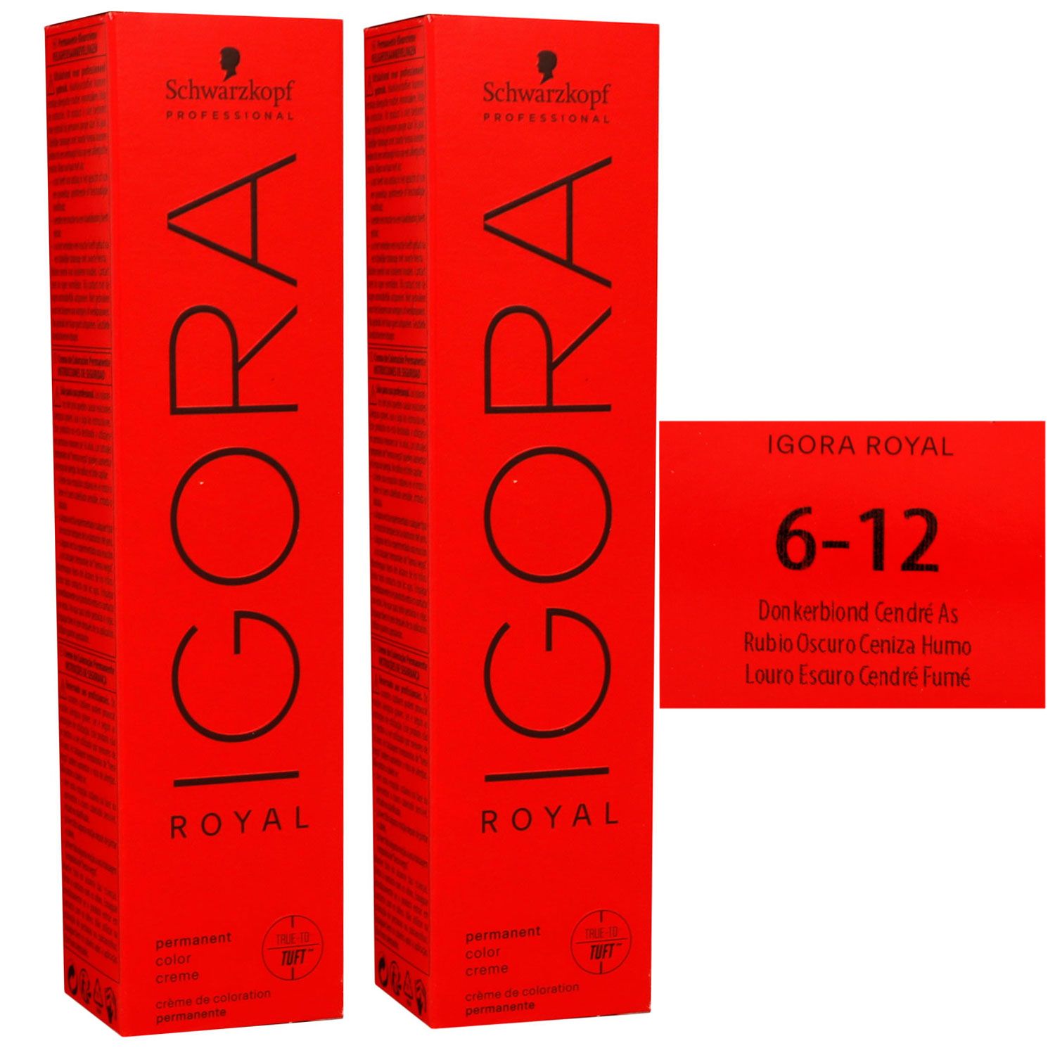 Schwarzkopf Igora Royal 2 x 60 ml 6-12 dunkelblond cendre asch Haarfarbe Cremefarbe Set