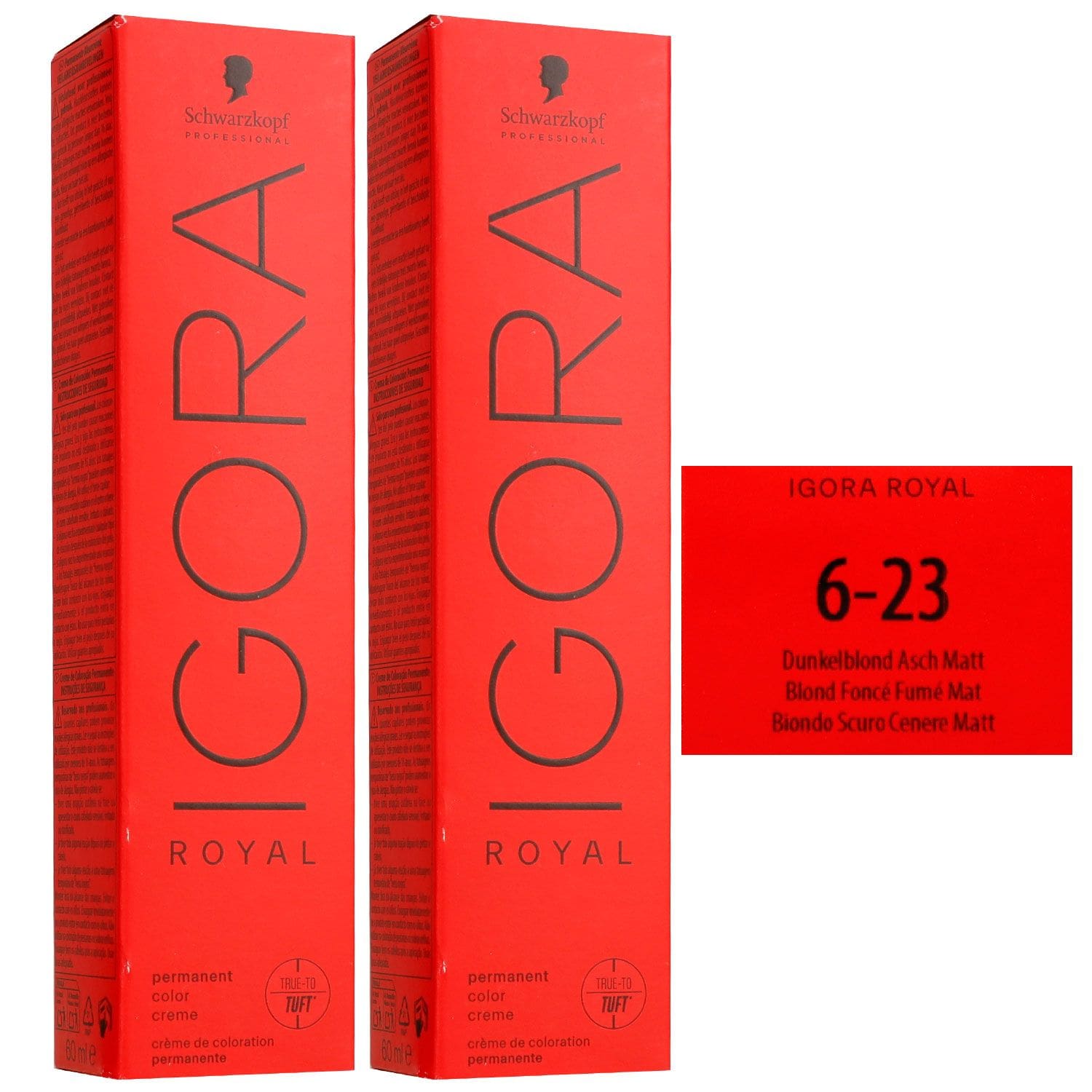 Schwarzkopf Igora Royal 2 x 60 ml 6-23 Dunkelblond Asch Matt Haarfarbe Set