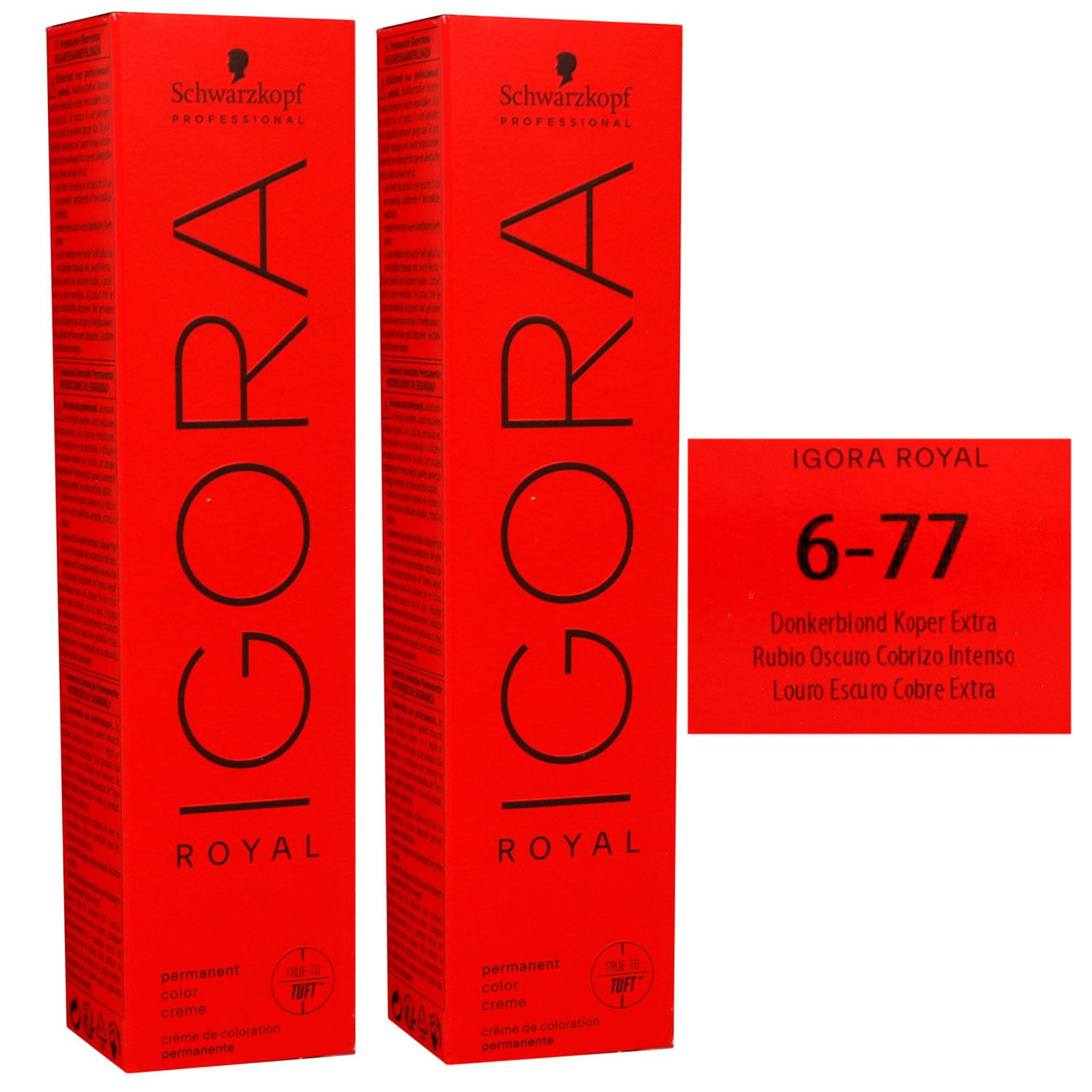 Schwarzkopf Igora Royal 2 x 60 ml 6-77 dunkelblond kupfer extra Haarfarbe Cremefarbe Set