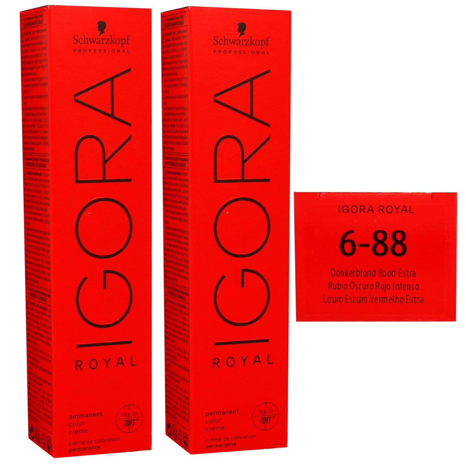 Schwarzkopf Igora Royal 2 x 60 ml 6-88 dunkelblond rot extra Haarfarbe Cremefarbe Set