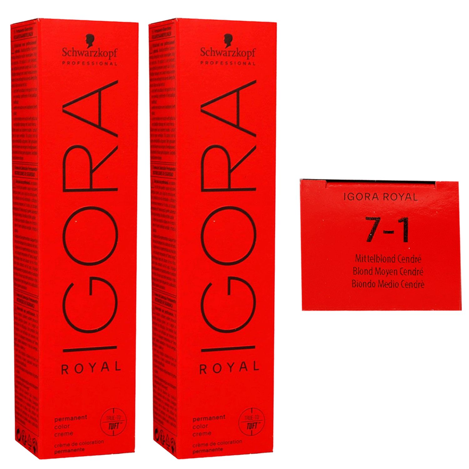 Schwarzkopf Igora Royal 2 x 60 ml 7-1 Mittelblond Cendre Haarfarbe Cremefarbe Set