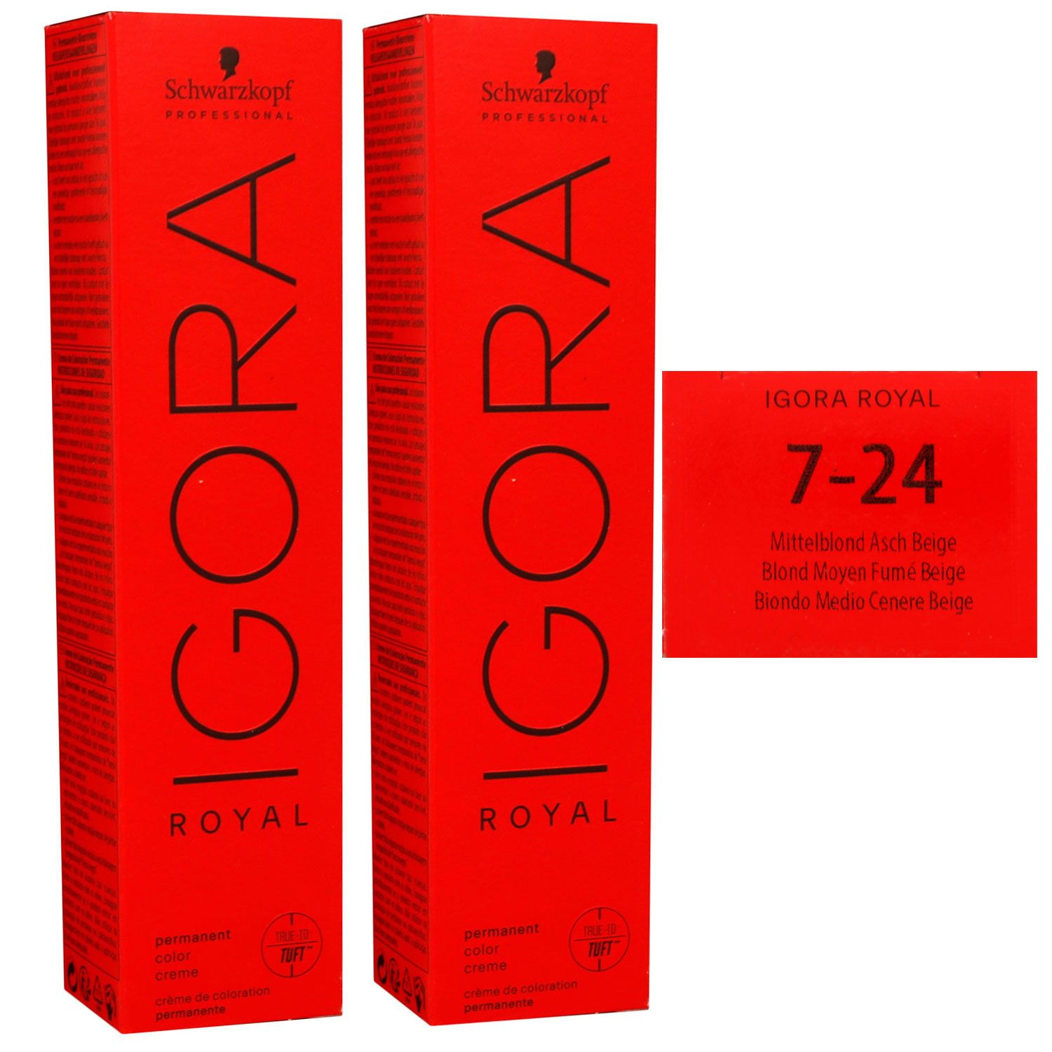 Schwarzkopf Igora Royal 2 x 60 ml 7-24 mittelblond asch beige Haarfarbe Cremefarbe Set