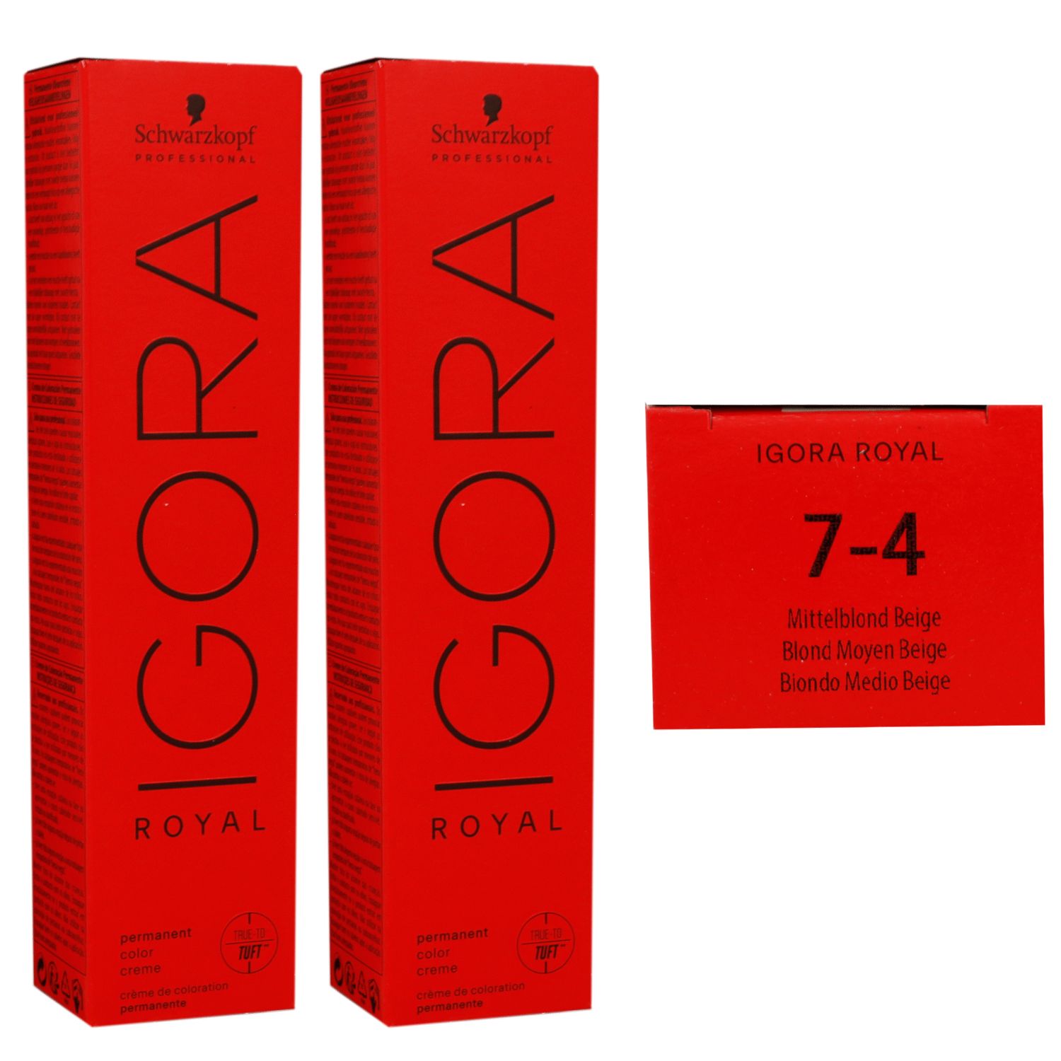Schwarzkopf Igora Royal 2 x 60 ml 7-4 mittelblond beige Haarfarbe Cremefarbe Set