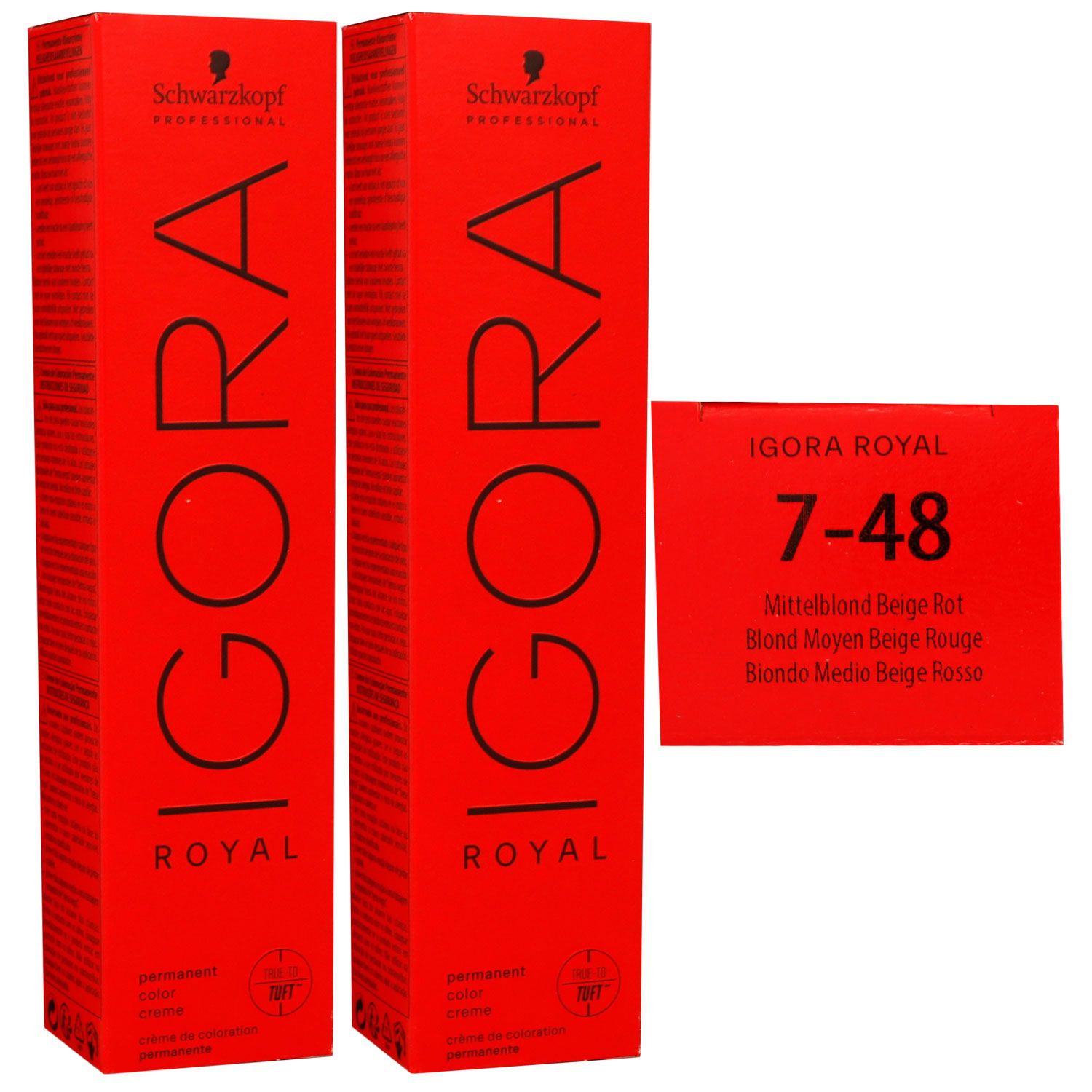 Schwarzkopf Igora Royal 2 x 60 ml 7-48 mittelblond beige rot Haarfarbe Cremefarbe Set