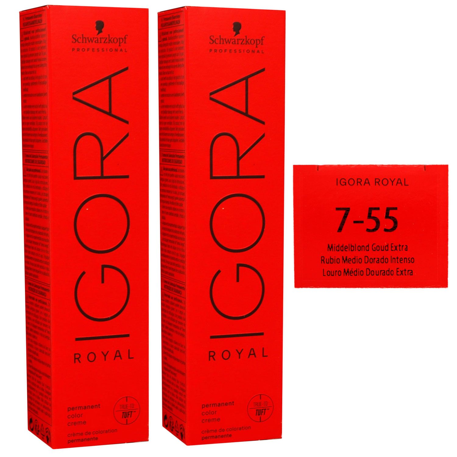 Schwarzkopf Igora Royal 2 x 60 ml 7-55 mittelblond gold extra Haarfarbe Cremefarbe Set