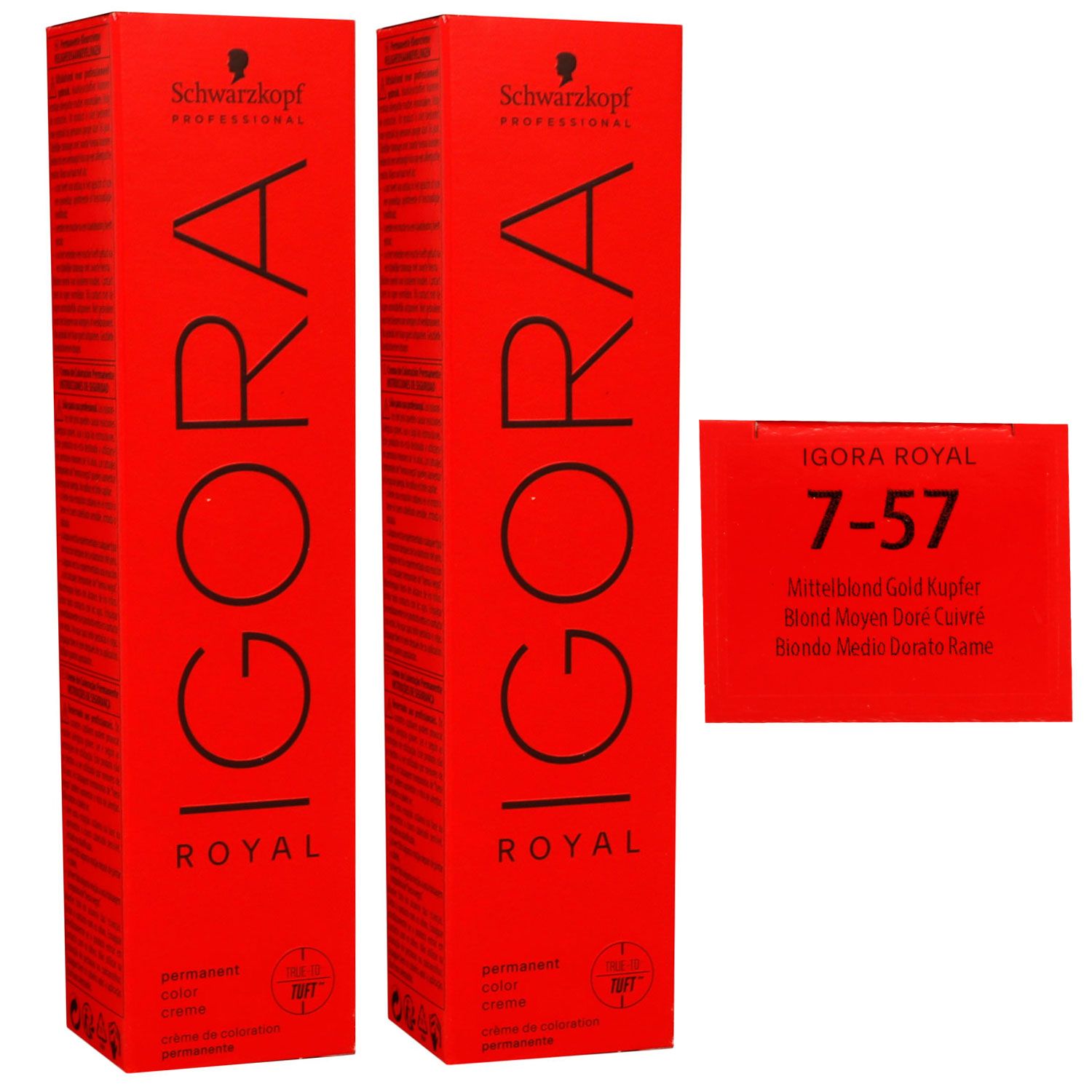 Schwarzkopf Igora Royal 2 x 60 ml 7-57 mittelblond gold kupfer Haarfarbe Cremefarbe Set