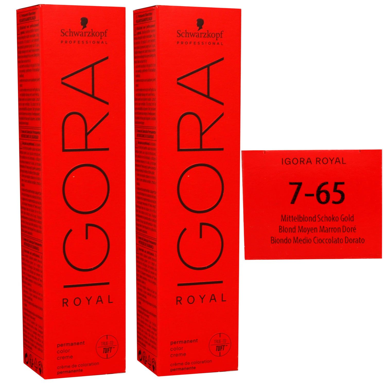 Schwarzkopf Igora Royal 2 x 60 ml 7-65 mittelblond schoko gold Haarfarbe Cremefarbe Set