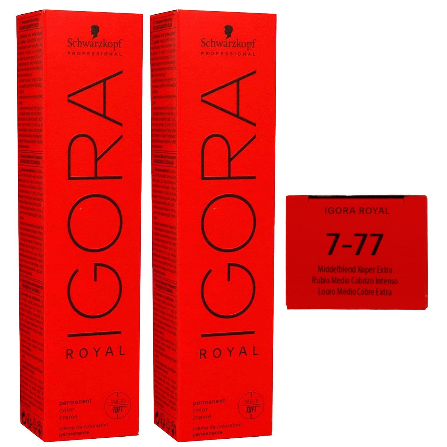 Schwarzkopf Igora Royal 2 x 60 ml 7-77 mittelblond kupfer extra Haarfarbe Cremefarbe Set