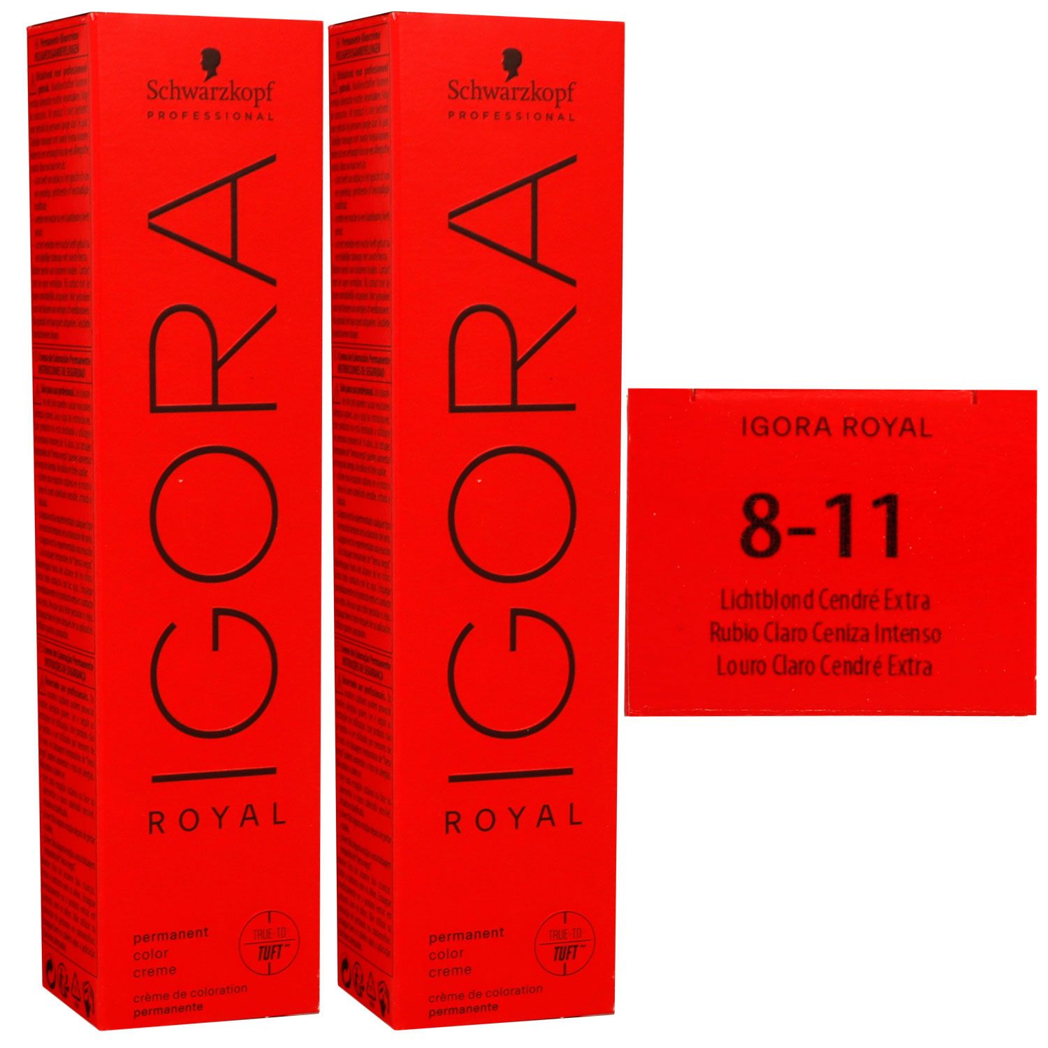 Schwarzkopf Igora Royal 2 x 60 ml 8-11 hellblond cendre extra Haarfarbe Cremefarbe Set