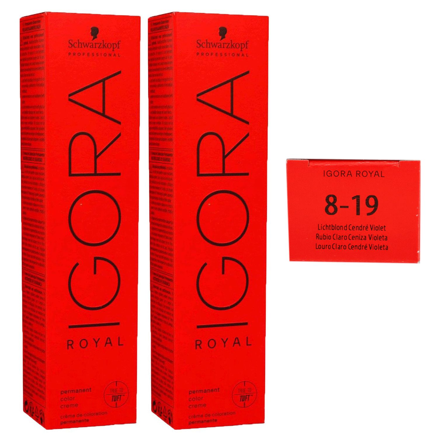Schwarzkopf Igora Royal 2 x 60 ml 8-19 hellblond cendre violett Haarfarbe Cremefarbe Set