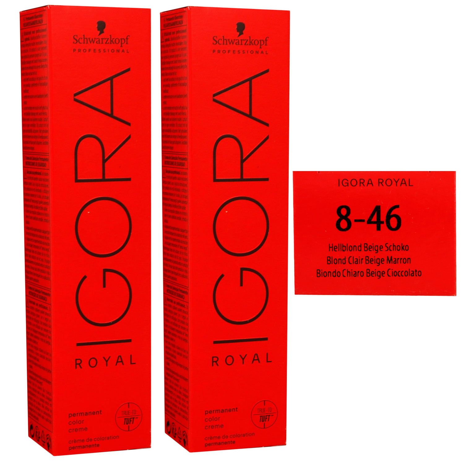 Schwarzkopf Igora Royal 2 x 60 ml 8-46 hellblond beige schoko Haarfarbe Cremefarbe Set